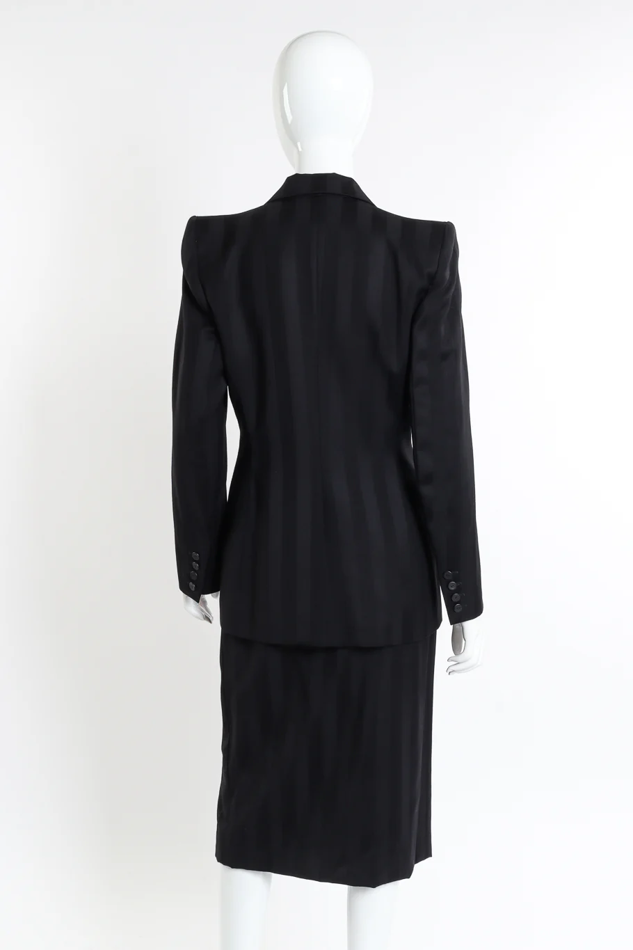 Vented Wool Stripe Blazer & Skirt Suit - Image 4