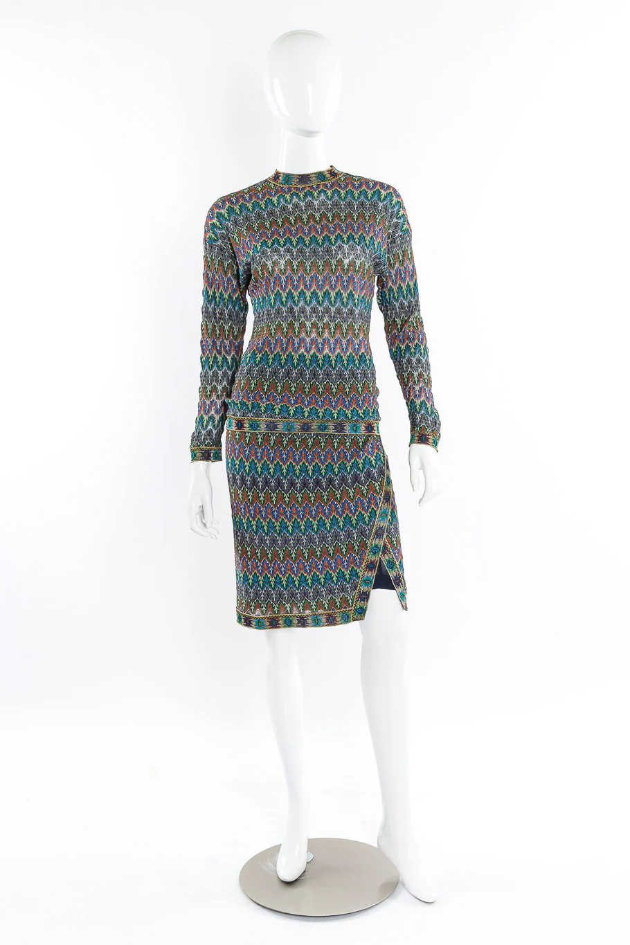 Vintage Knit Top and Wrap Skirt Set