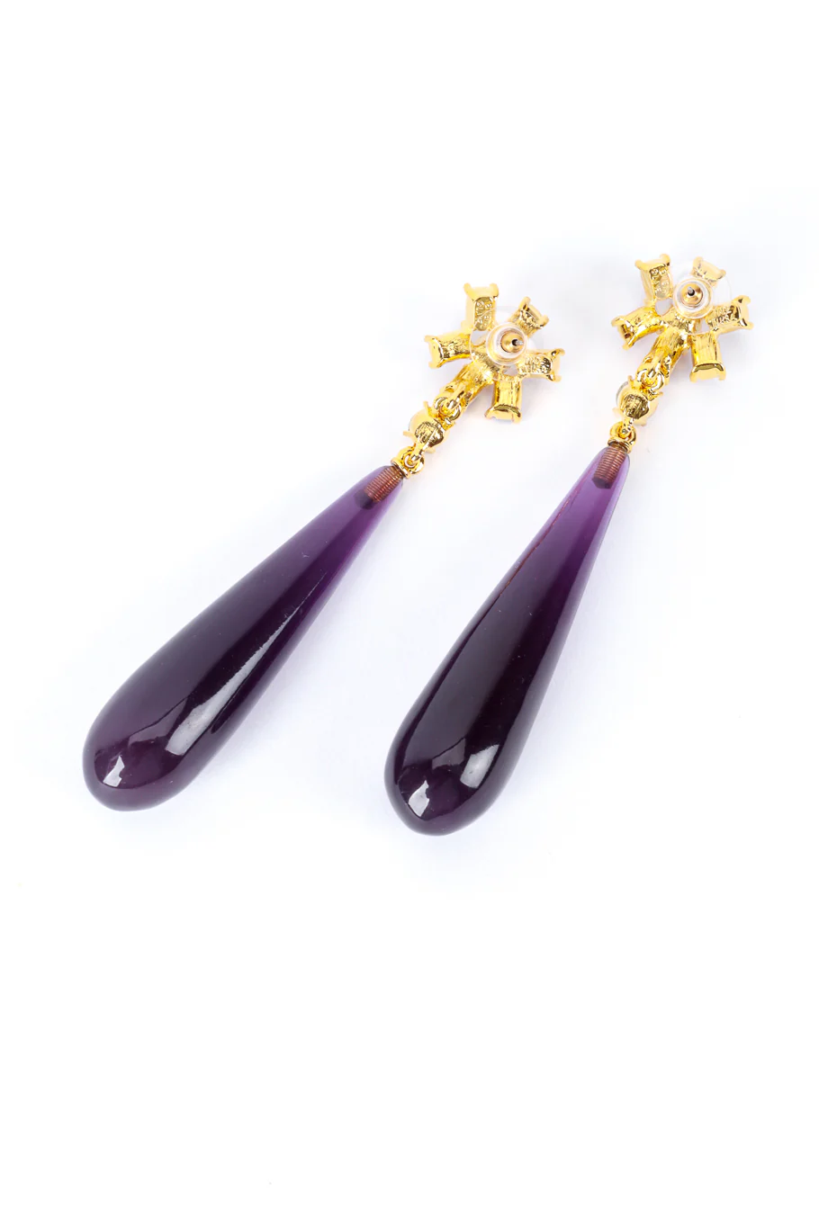 Violet Floral Teardrop Earrings - Image 3