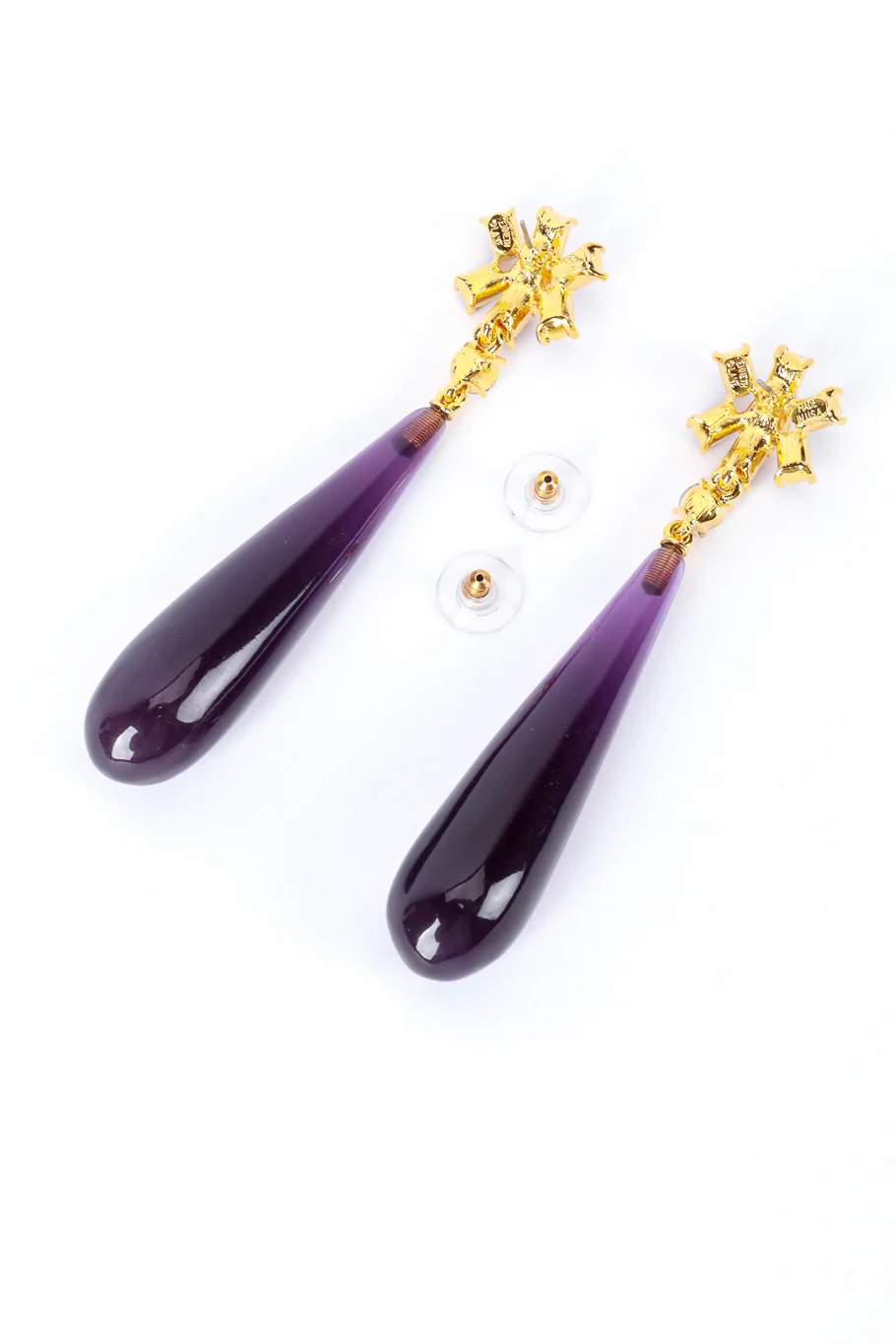 Violet Floral Teardrop Earrings - Image 5