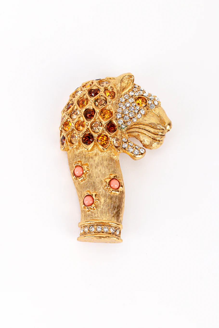Warm Crystal Mughal Lion Brooch