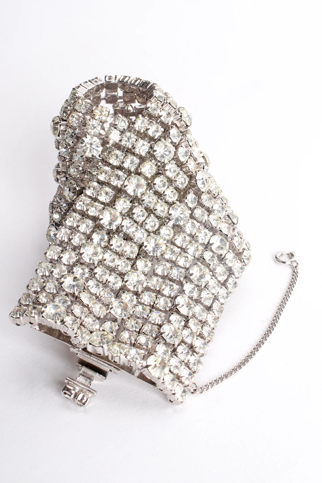 Wavy Crystal Rhinestone Cuff Bracelet - Image 3