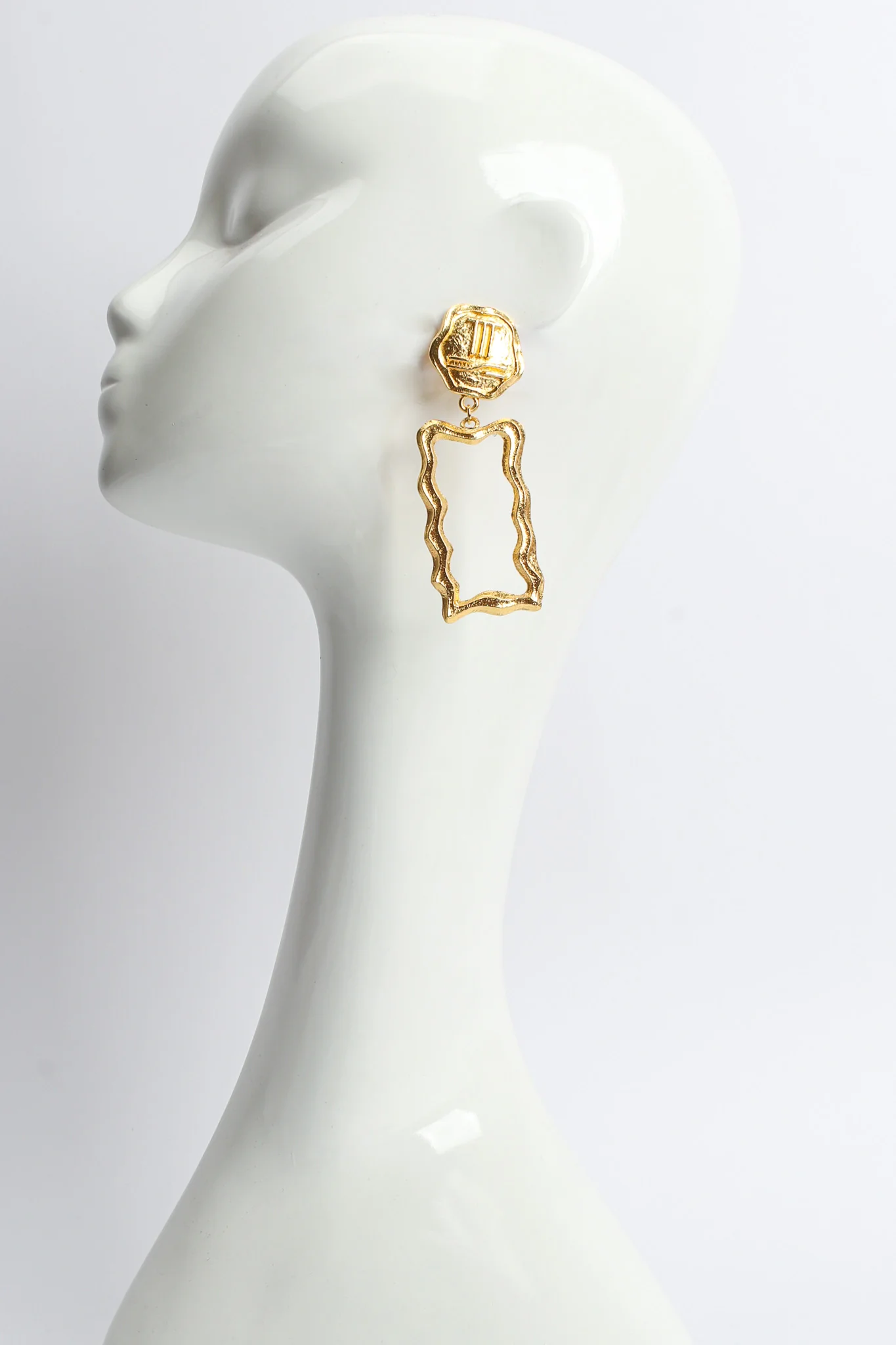 Wavy Frame Drop Earrings - Image 2