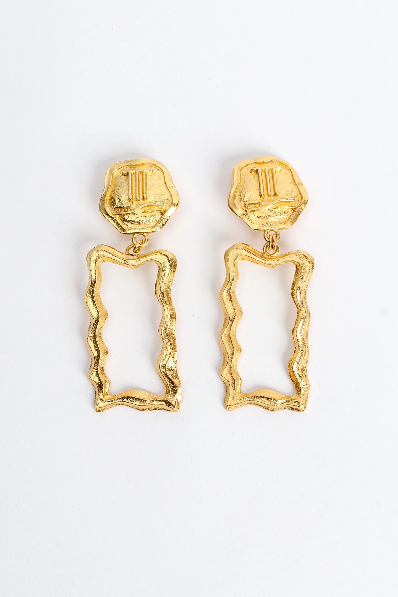 Wavy Frame Drop Earrings - Image 3
