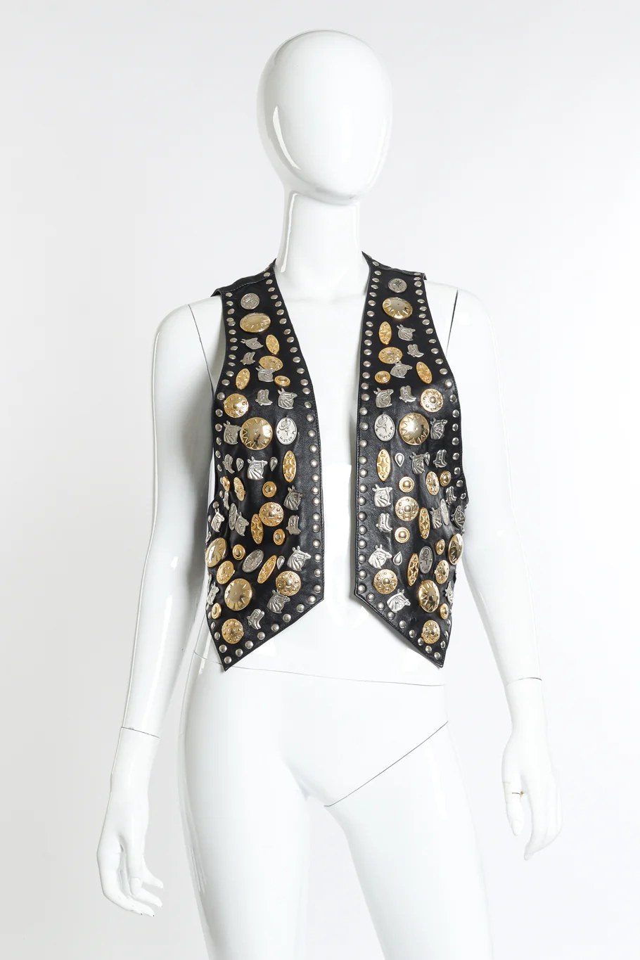Western Motif Studded Leather Vest