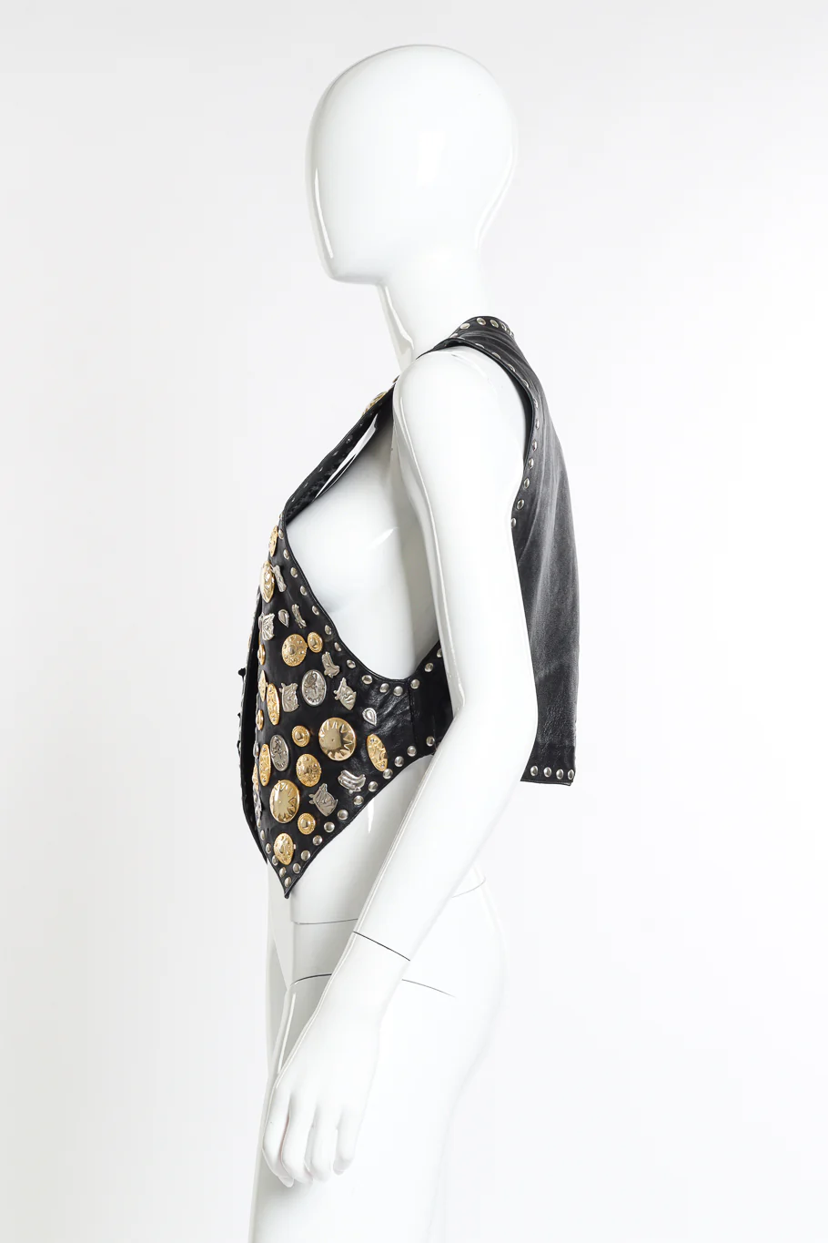 Western Motif Studded Leather Vest - Image 2