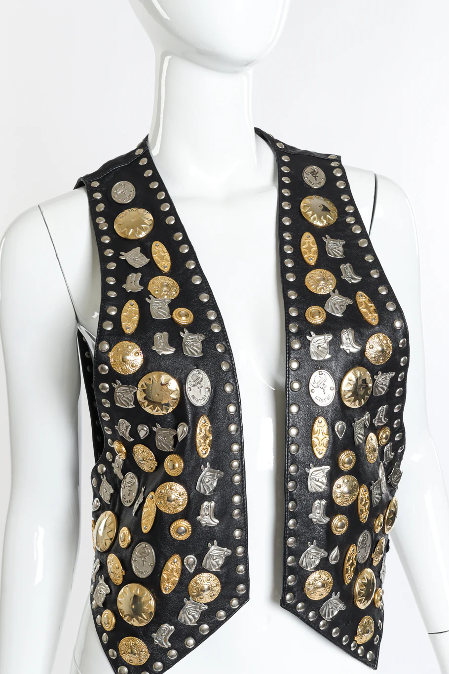 Western Motif Studded Leather Vest - Image 4