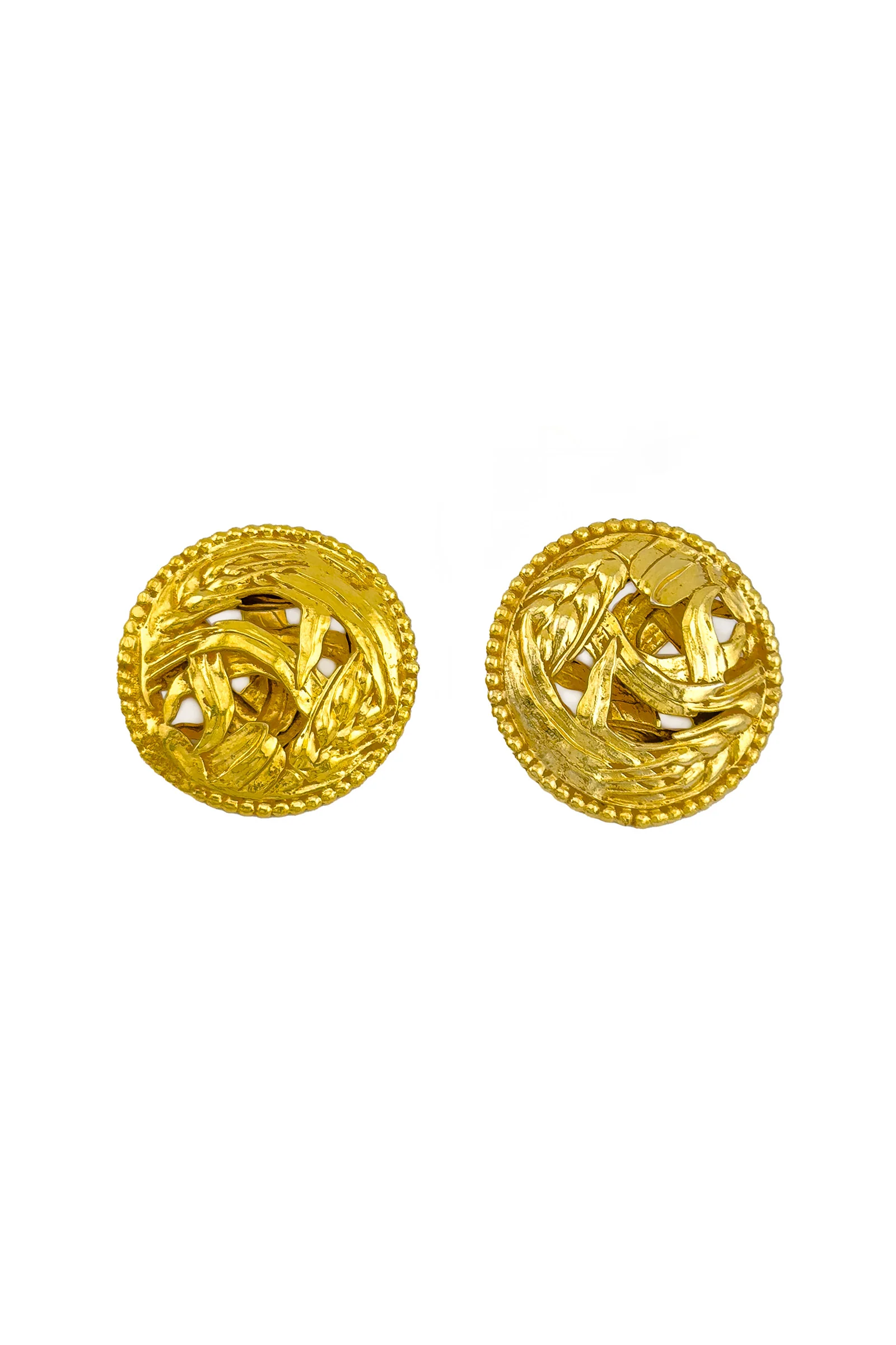 Wheat Cutout Button Earrings