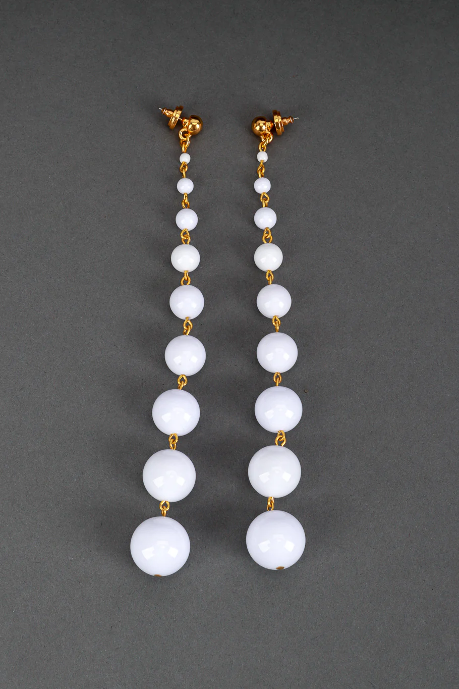 White Mod Bead Drop Earrings