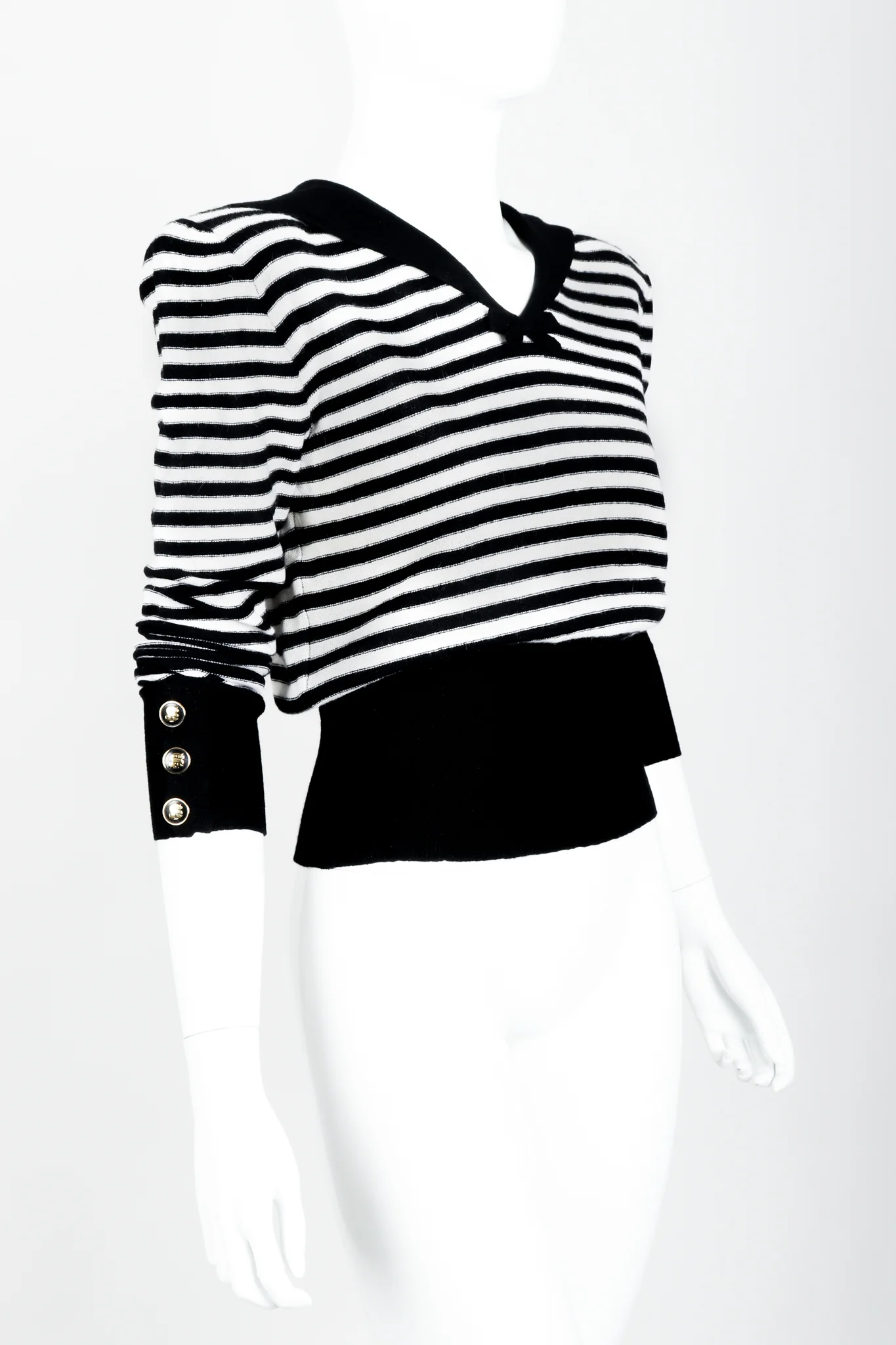 Cream Stripe Knit Sailor Sweater