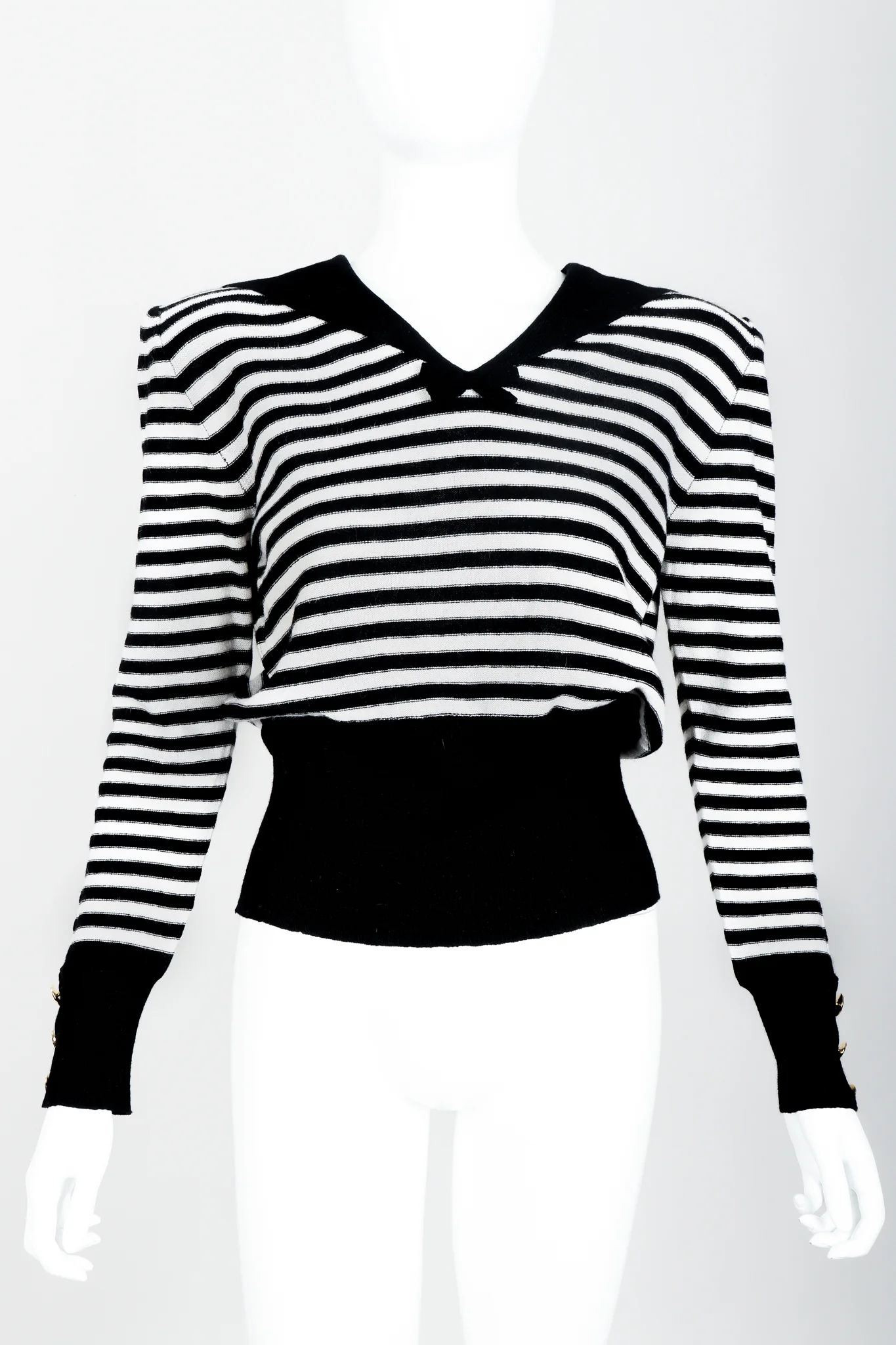 Cream Stripe Knit Sailor Sweater - Image 2
