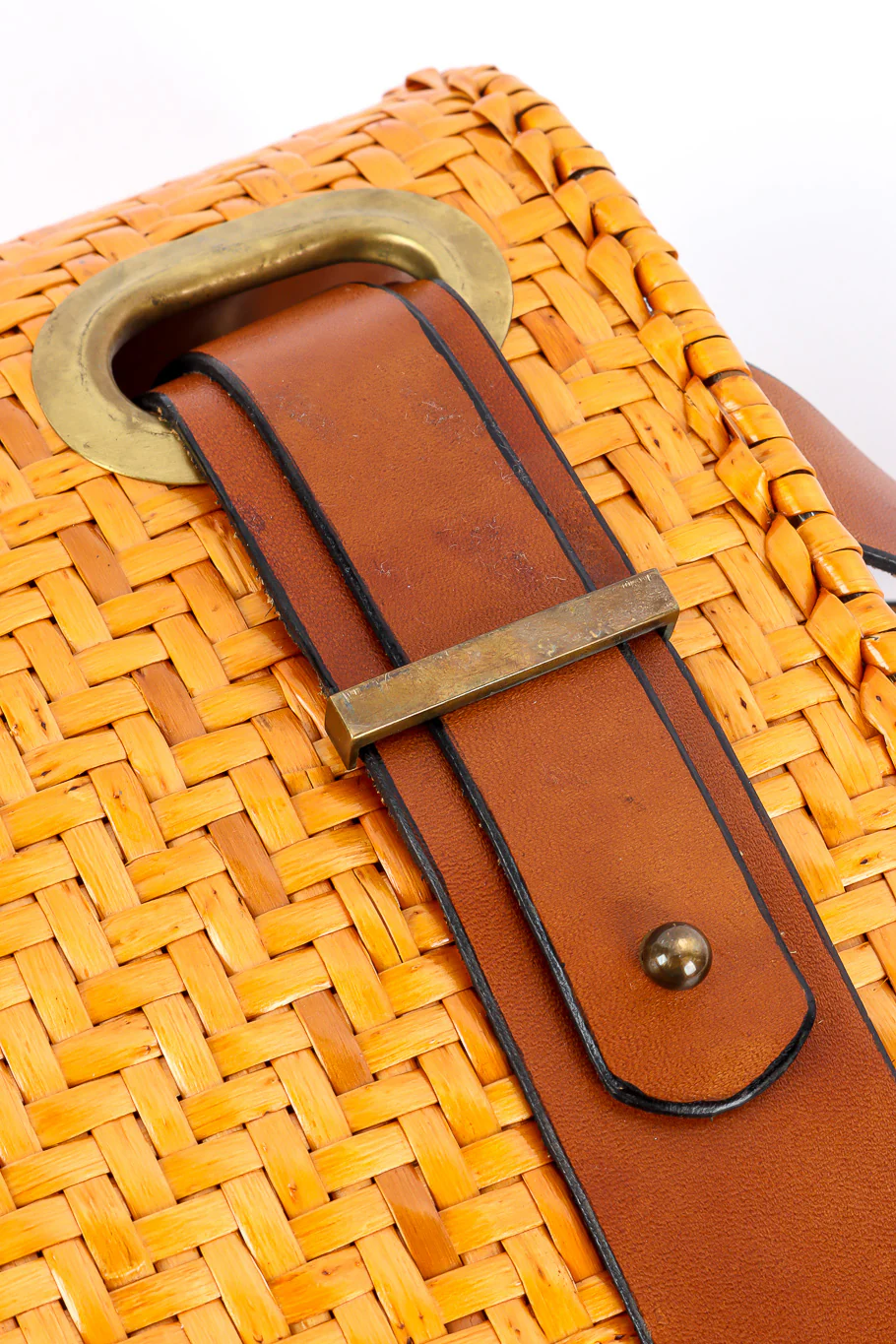 Wicker and Leather Tote Bag - Image 5
