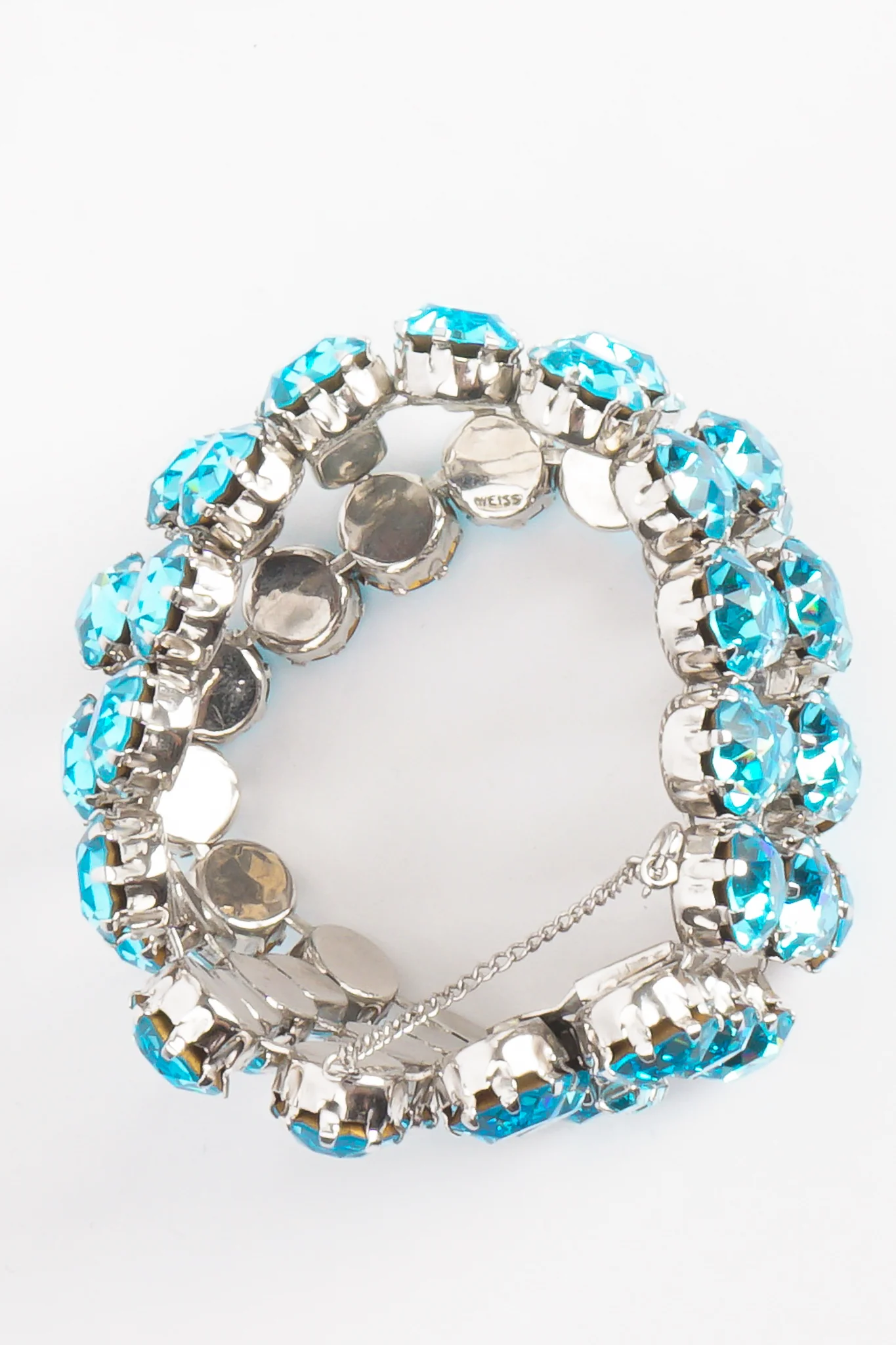 Wide Aqua Crystal Bracelet - Image 3