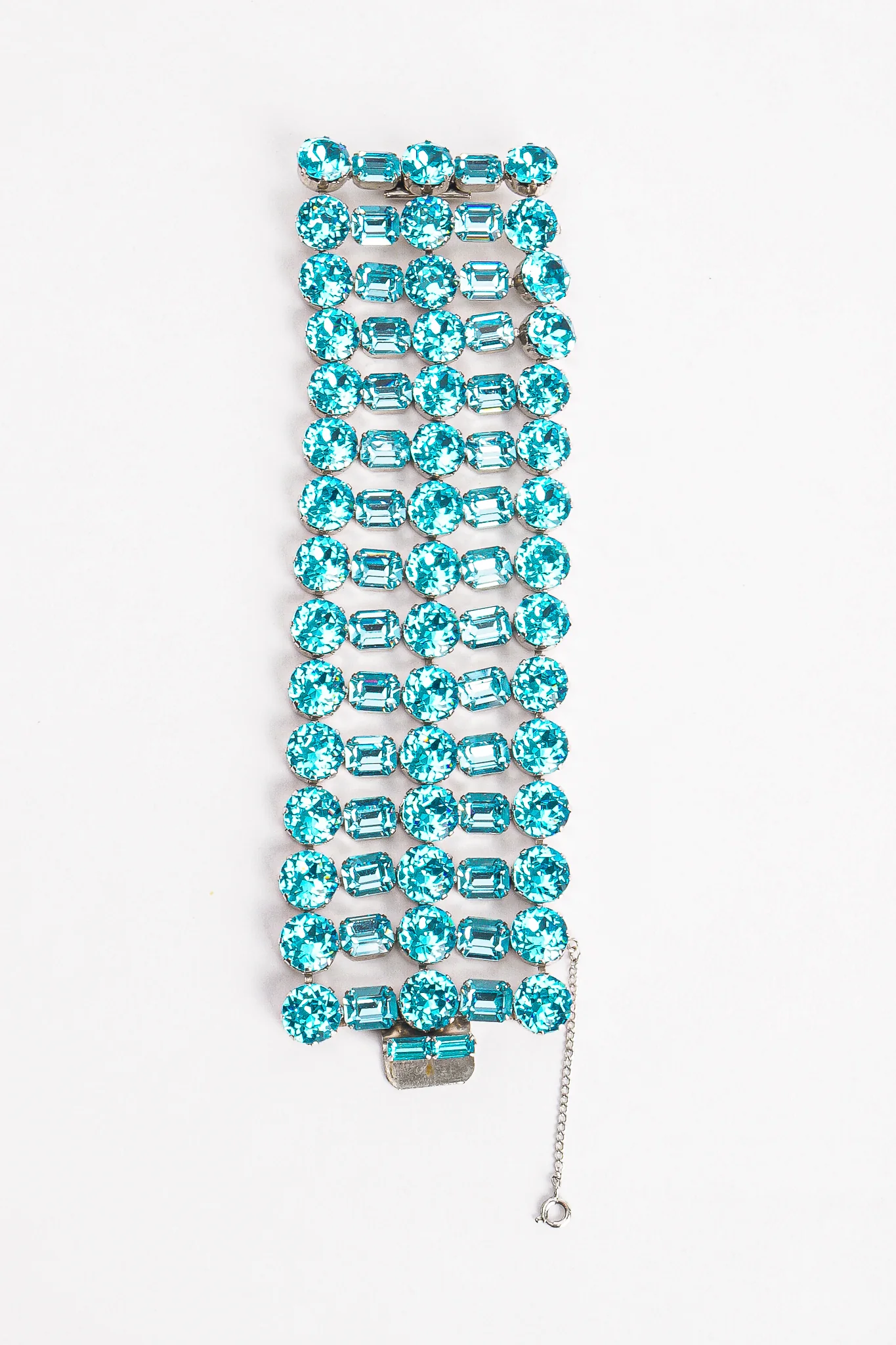 Wide Aqua Crystal Bracelet - Image 4