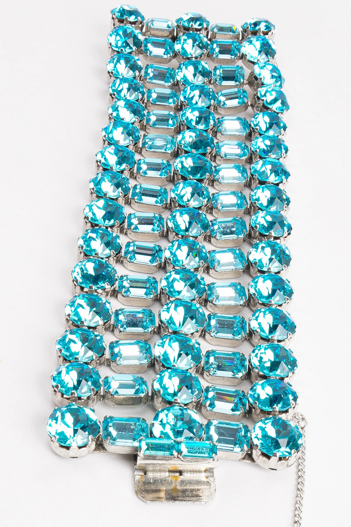 Wide Aqua Crystal Bracelet - Image 6