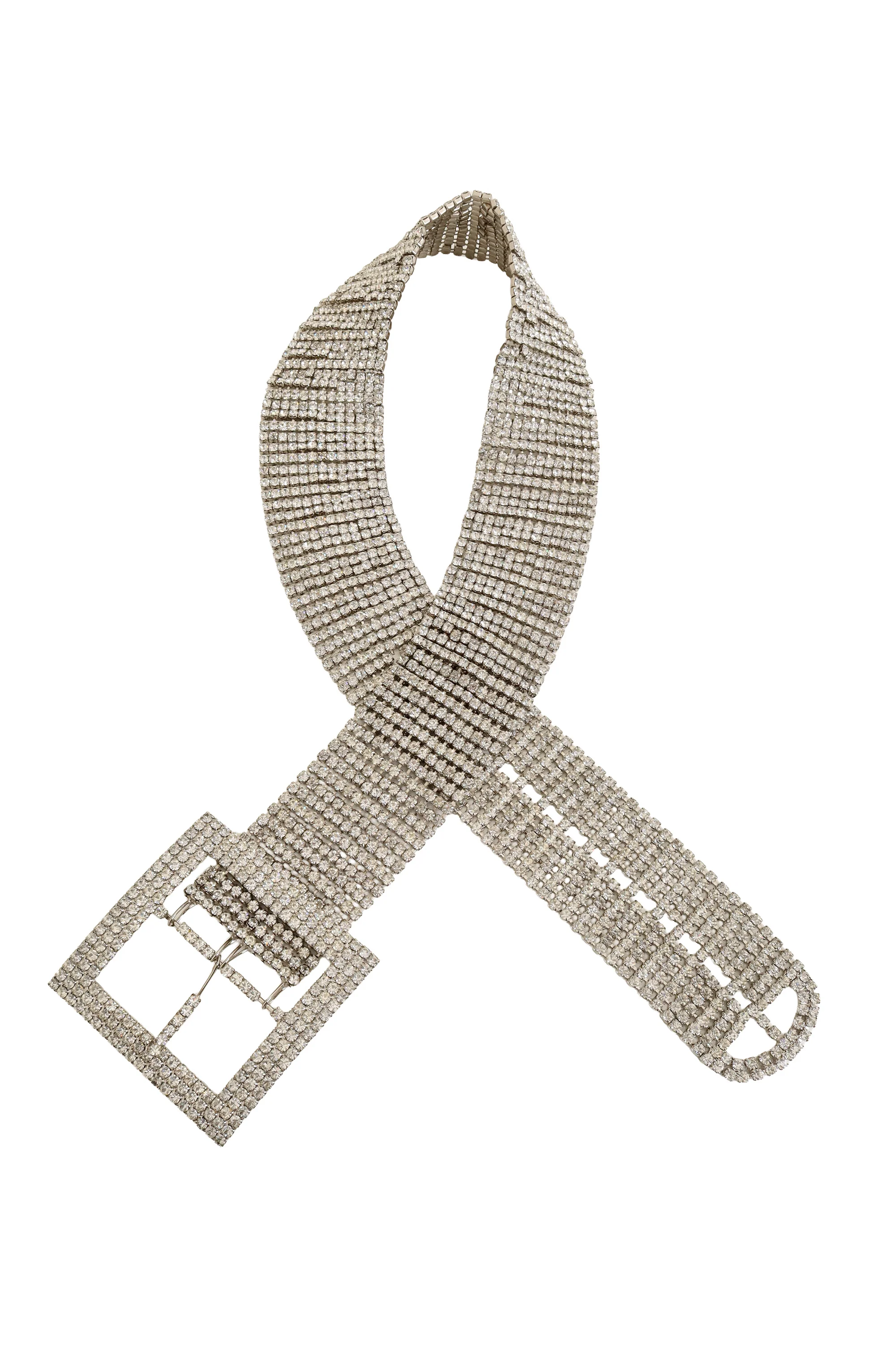 Wide Crystal Mesh Belt
