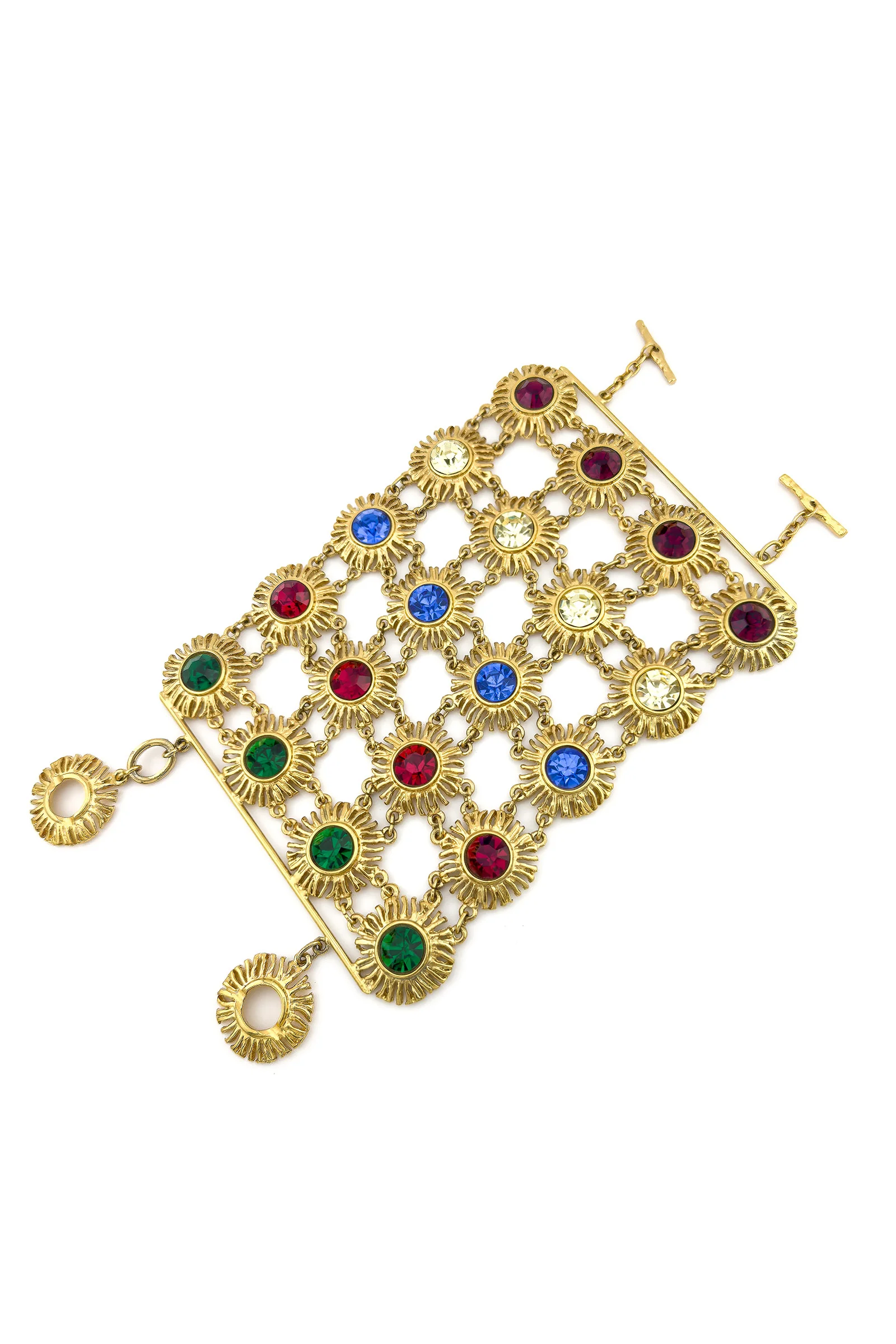 Wide Gem Sunburst Bracelet