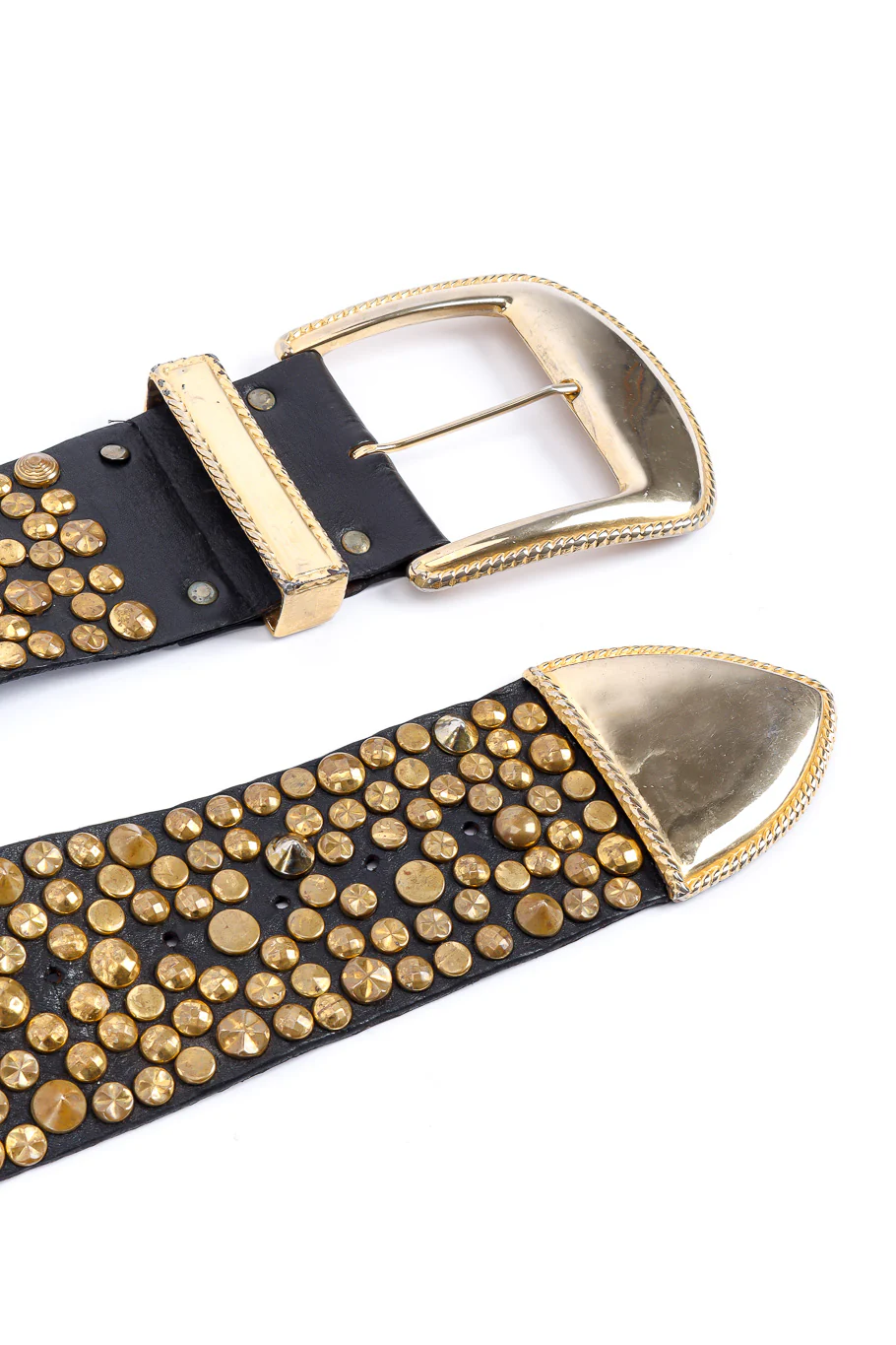 Wide Gold Studded Leather Belt - Image 11