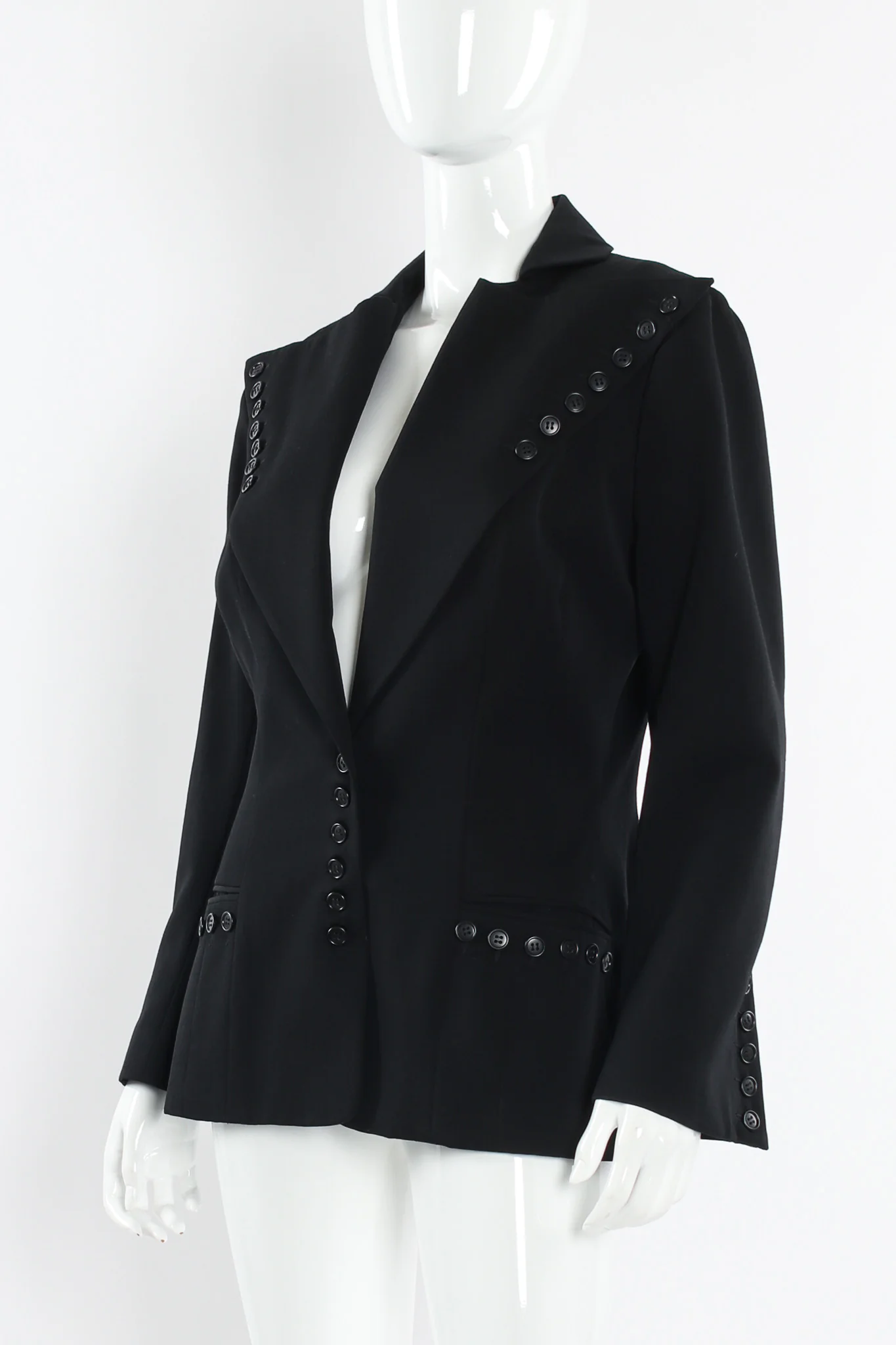 Wide Lapel Wool Blazer - Image 2