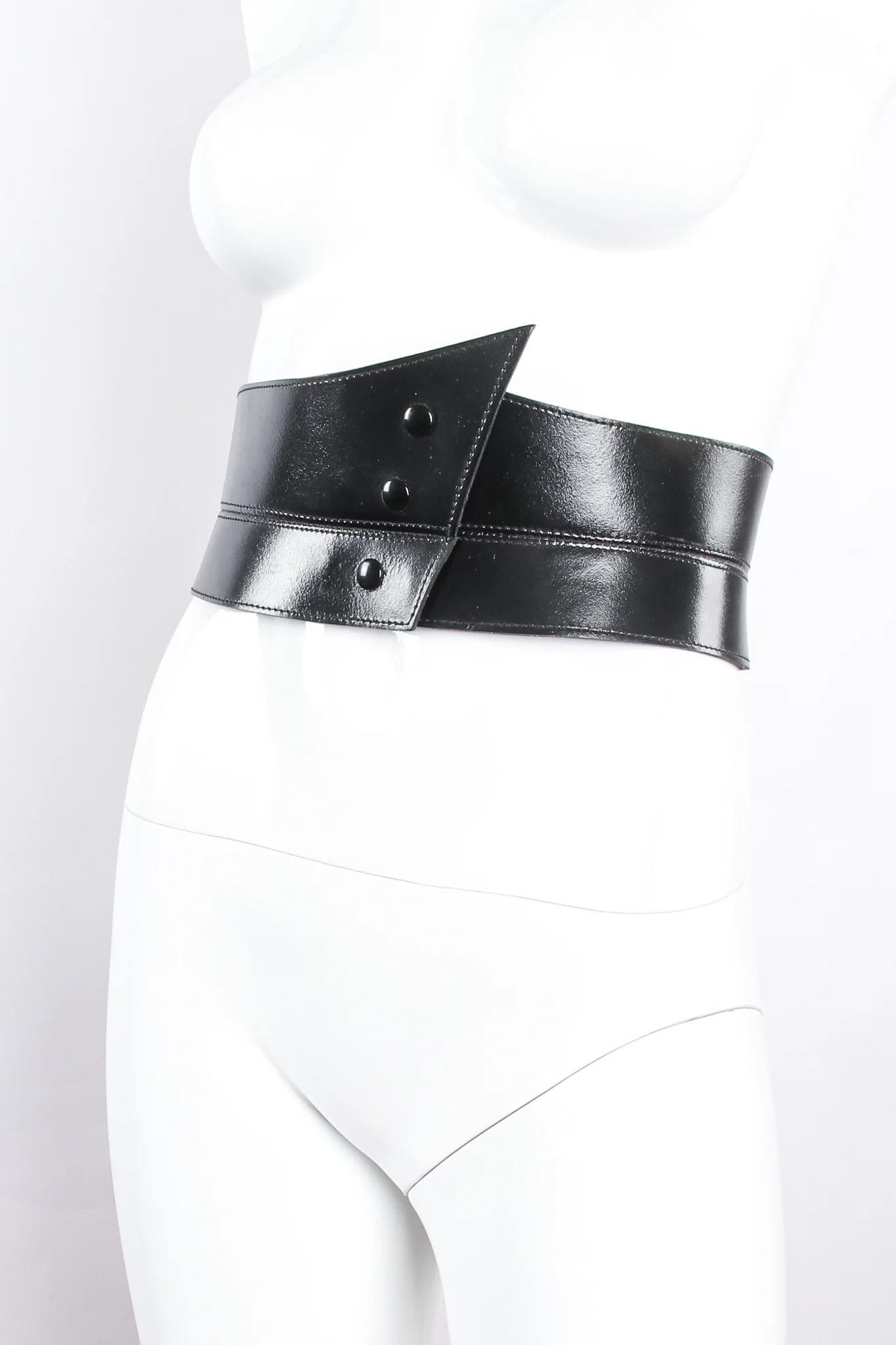 Wide Glossy Leather Cinch Belt - Image 2