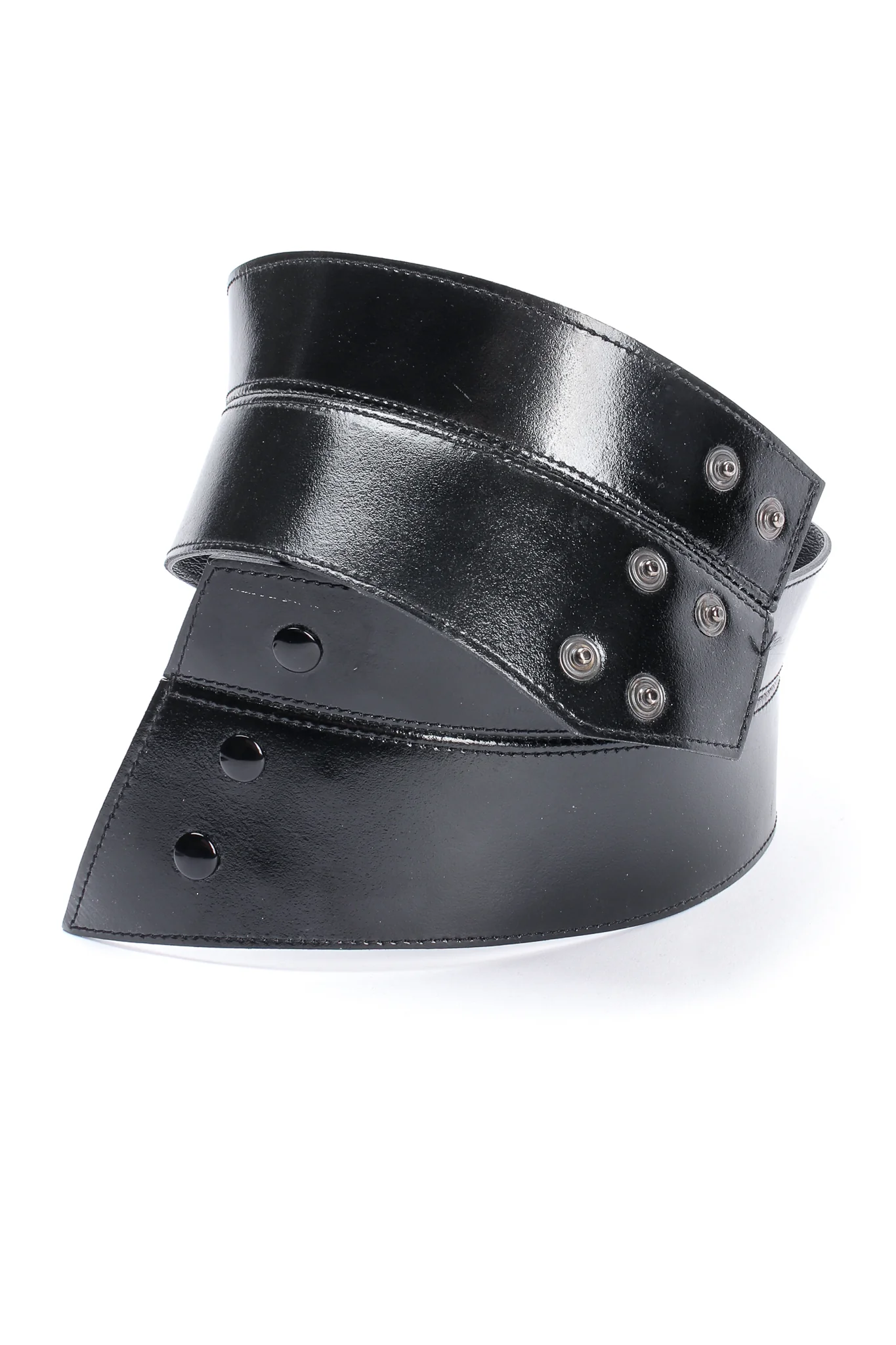 Wide Glossy Leather Cinch Belt - Image 4