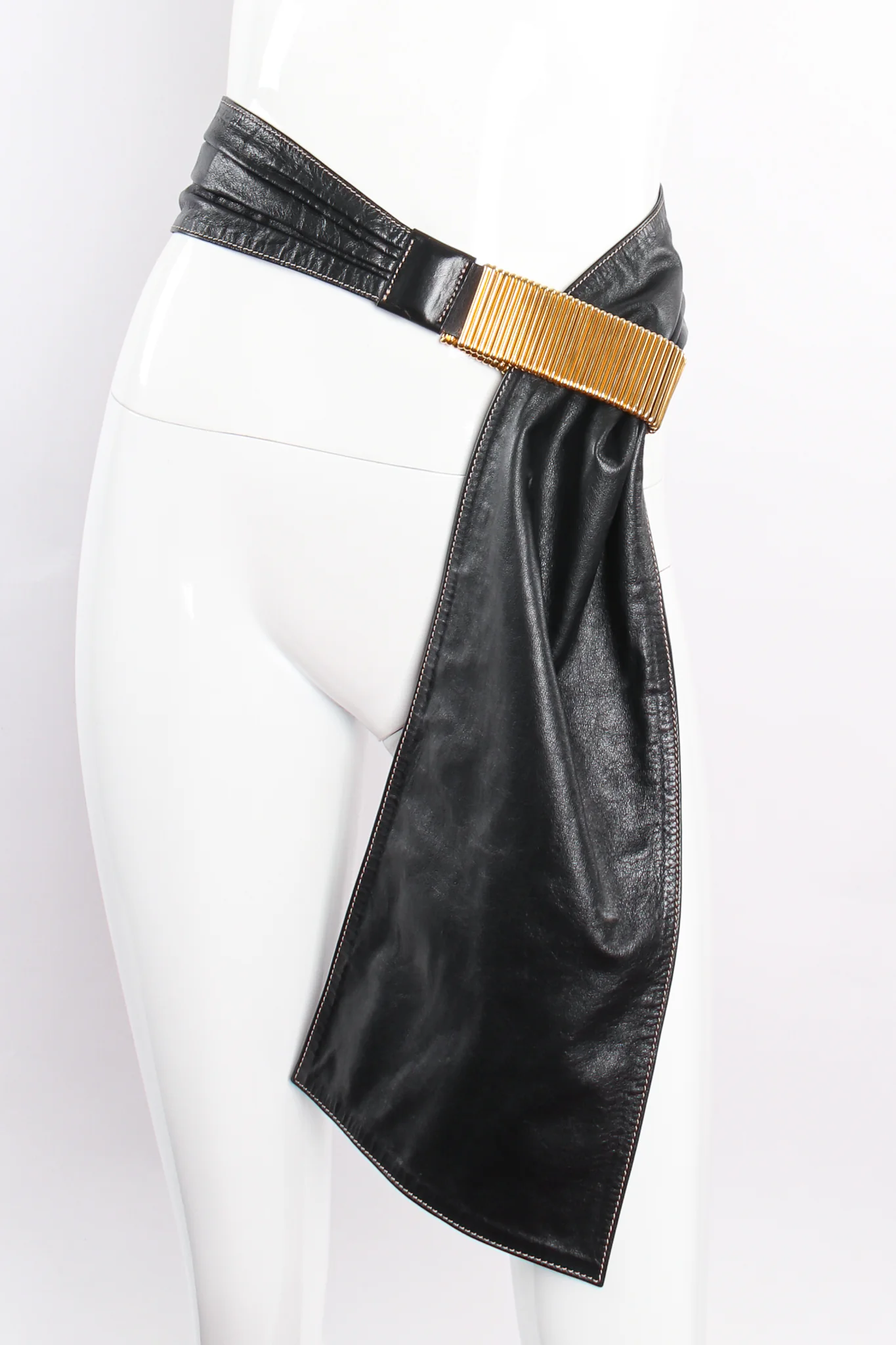Wide Leather Sash Belt
