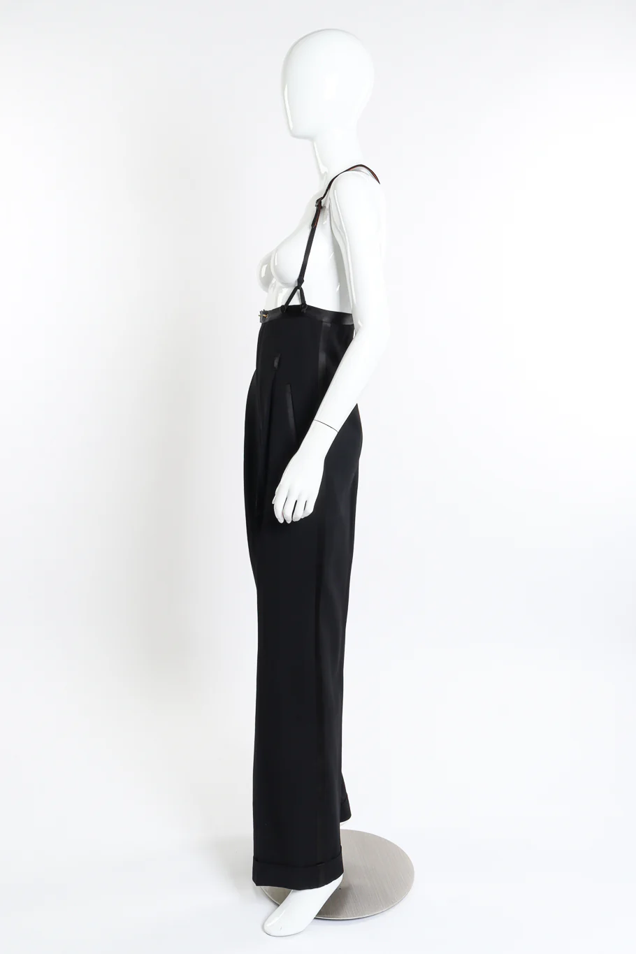 Wide Leg Wool Suspender Pant - Image 2