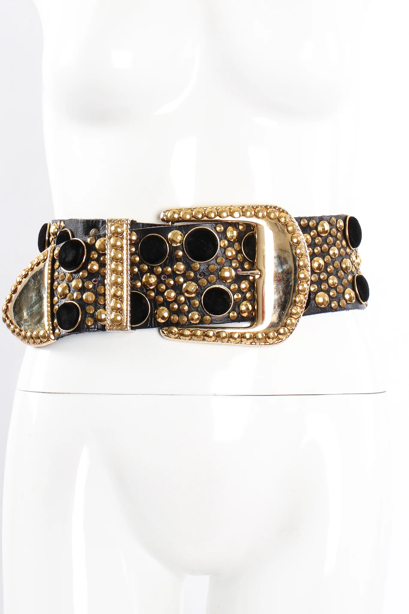 Wide Velvet Studded Leather Belt - Image 2