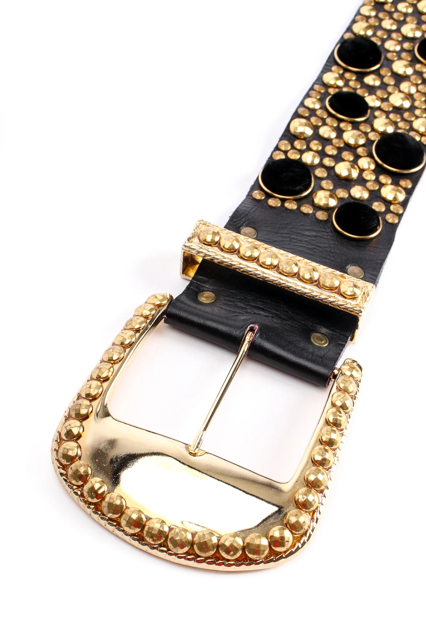 Wide Velvet Studded Leather Belt - Image 6