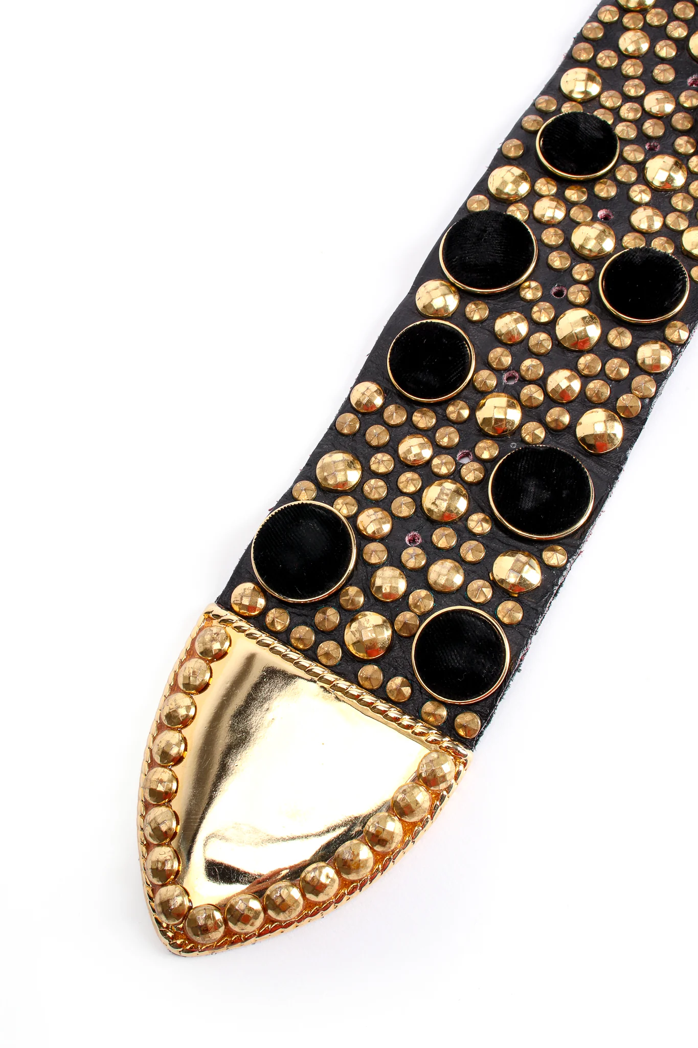 Wide Velvet Studded Leather Belt - Image 7