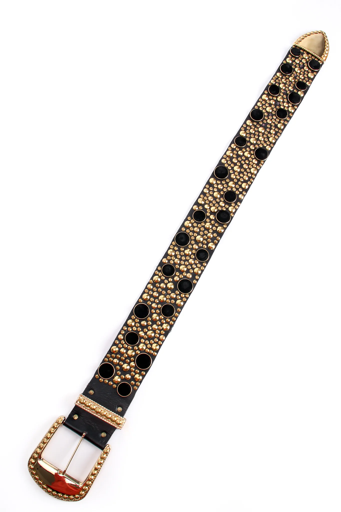 Wide Velvet Studded Leather Belt - Image 8