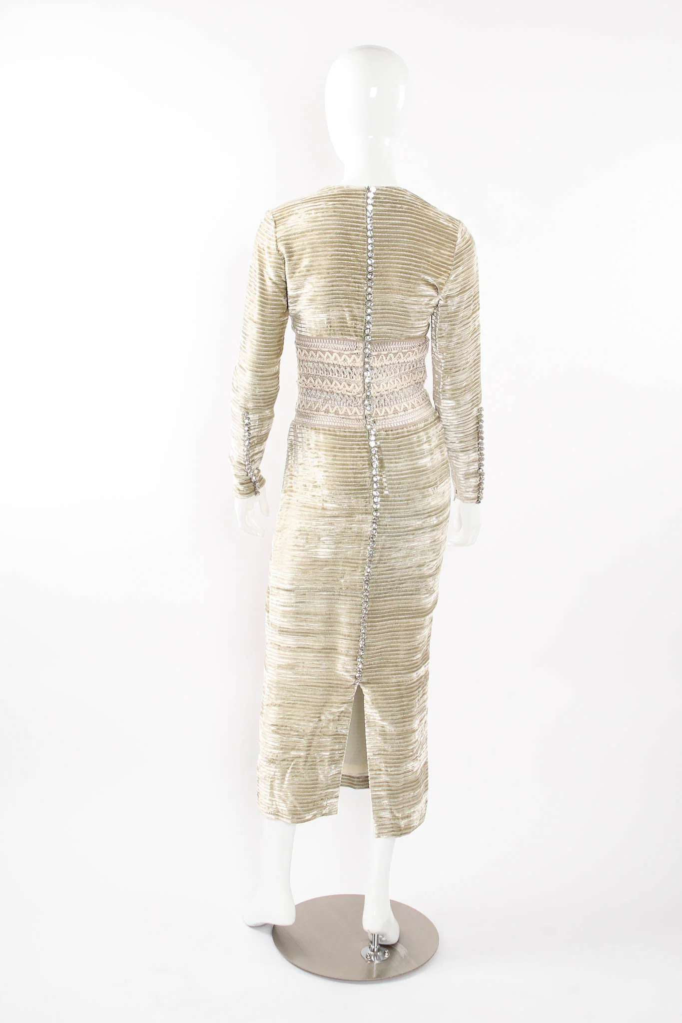 Velvet Striped Lattice Waist Gown - Image 4
