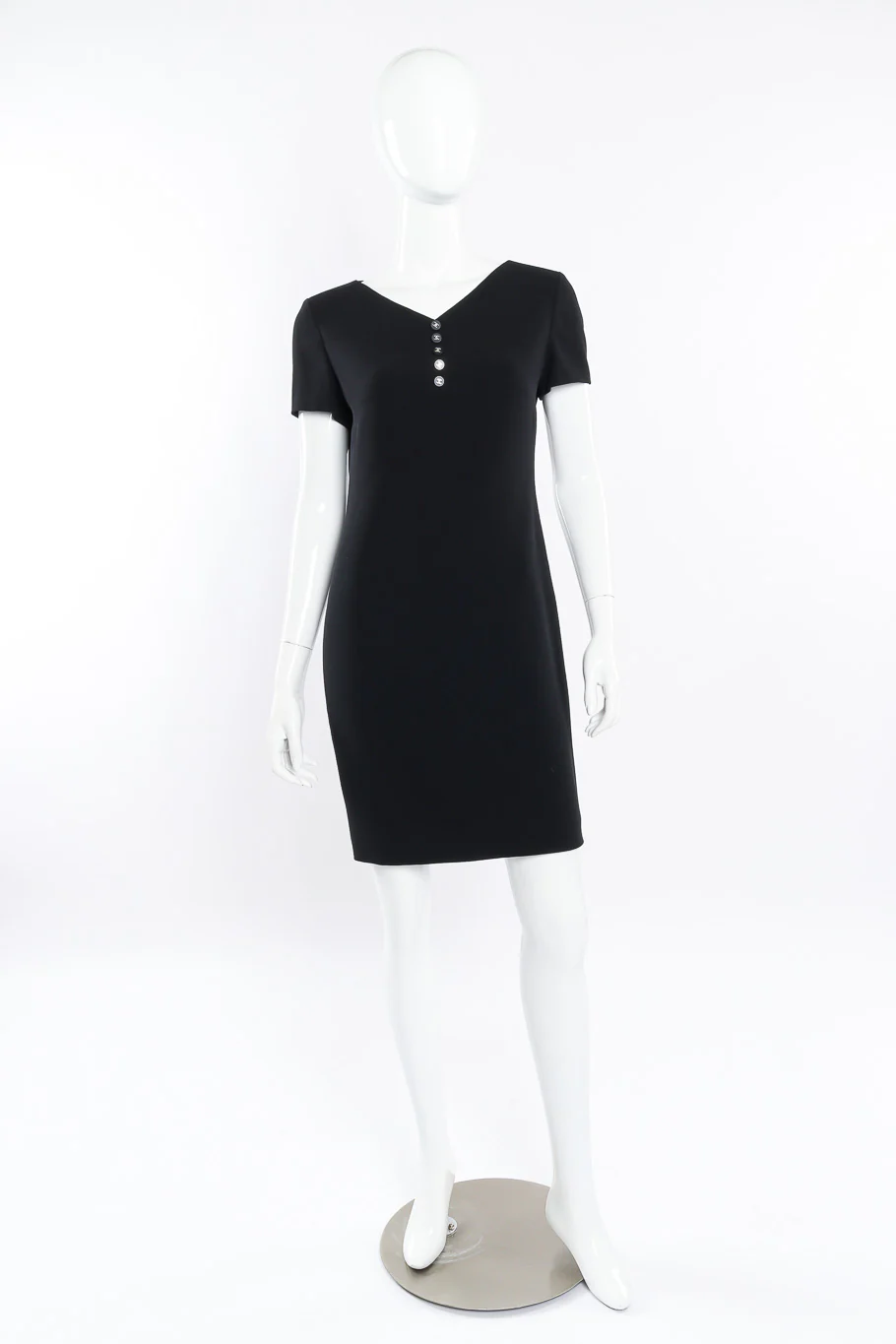 Wool Logo Button Mini Dress