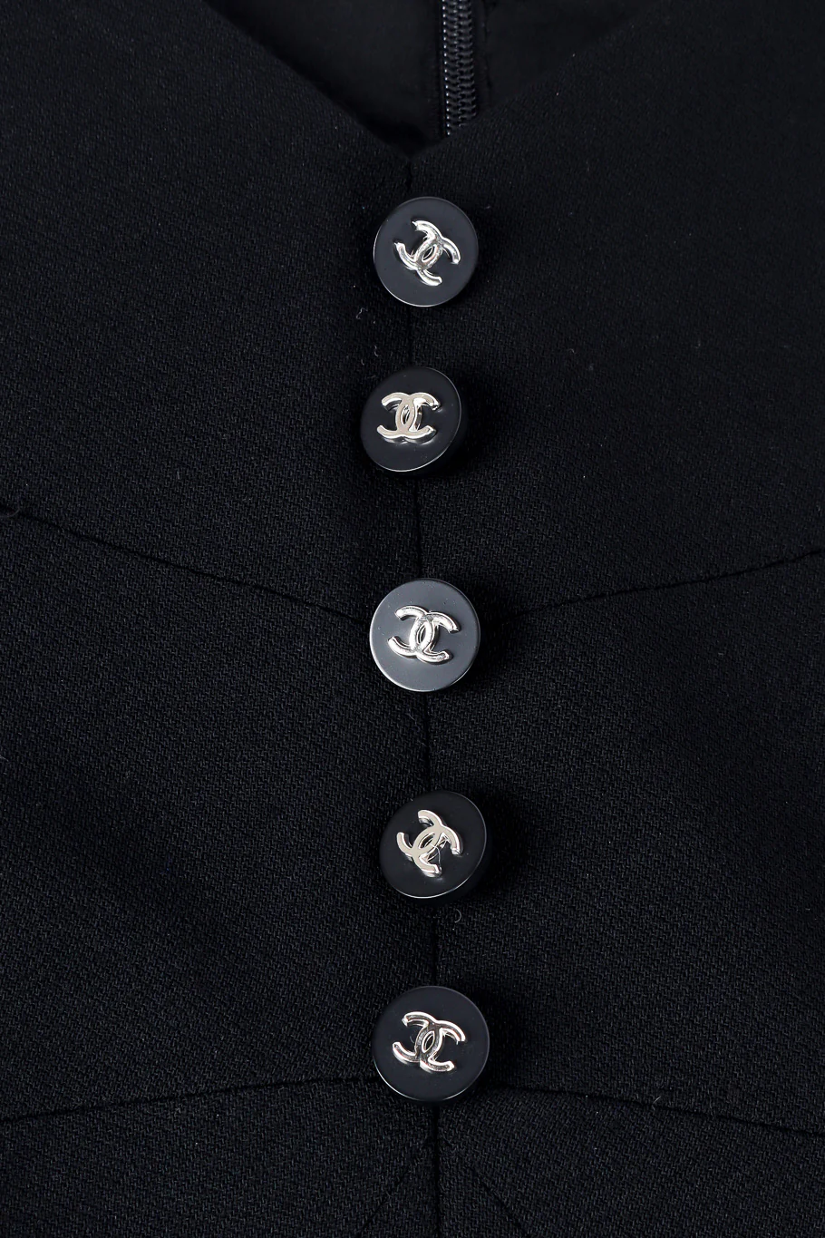 Wool Logo Button Mini Dress - Image 6