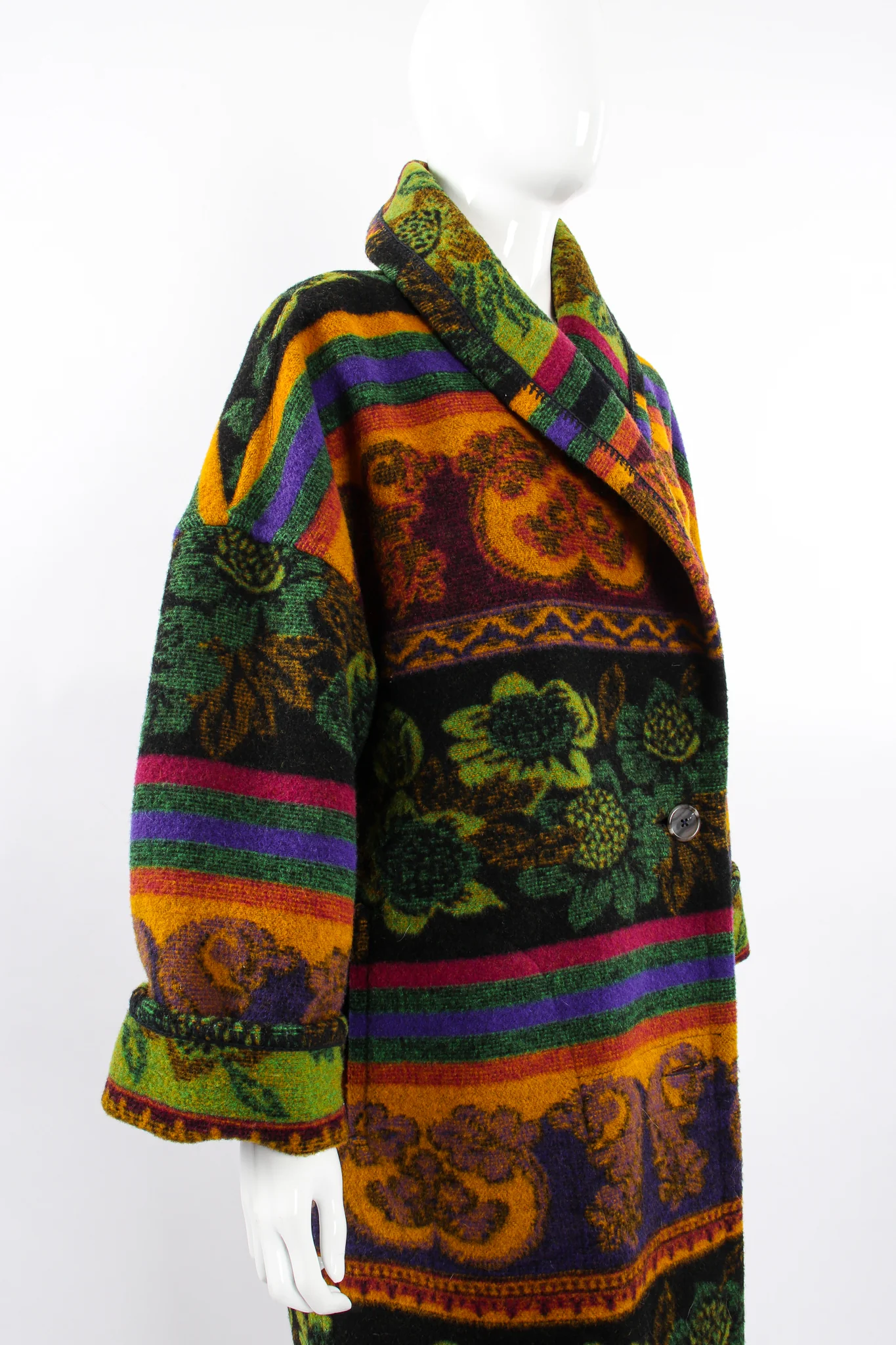 Wool Stripe Cocoon Coat - Image 10