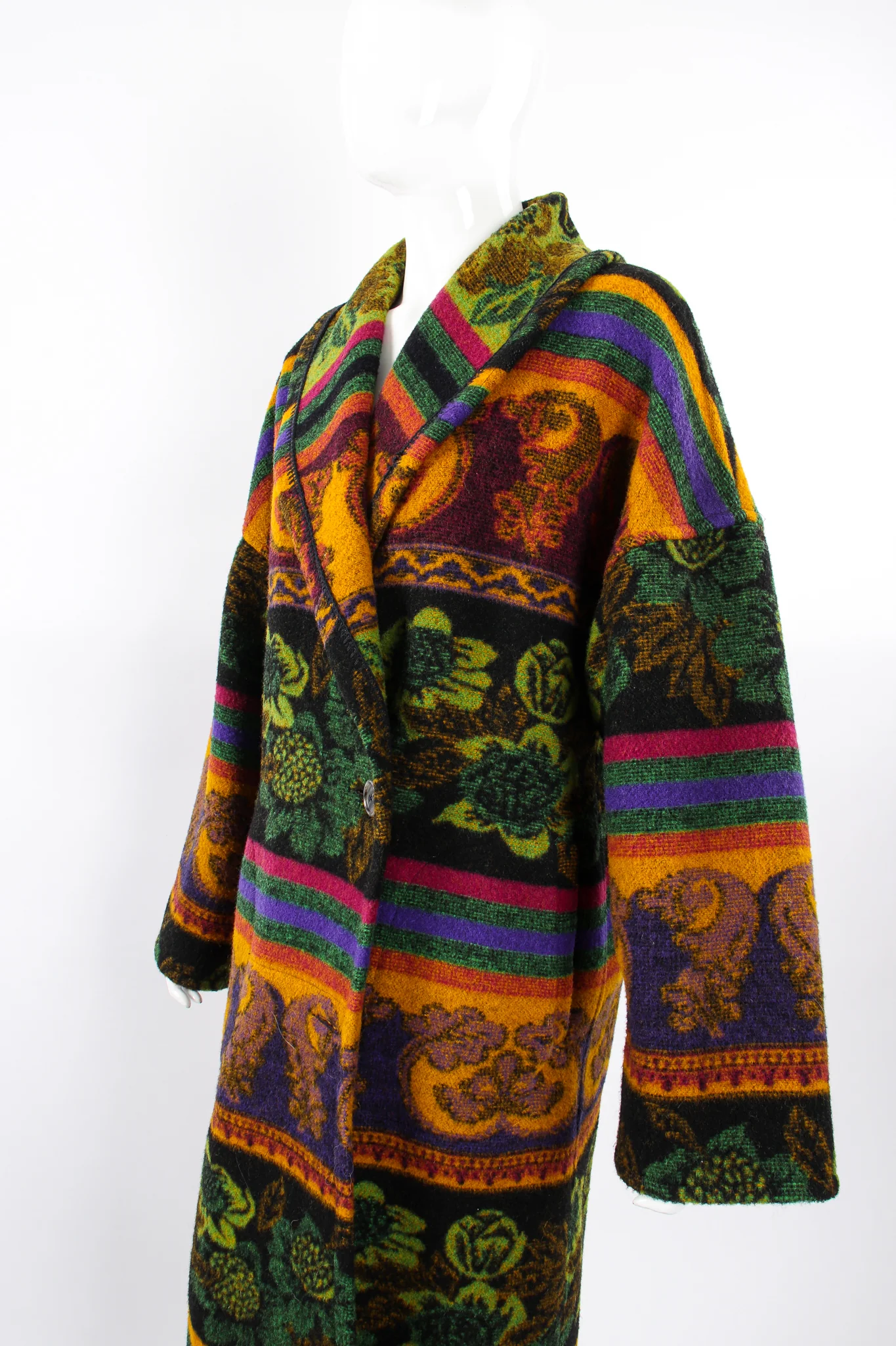 Wool Stripe Cocoon Coat - Image 11