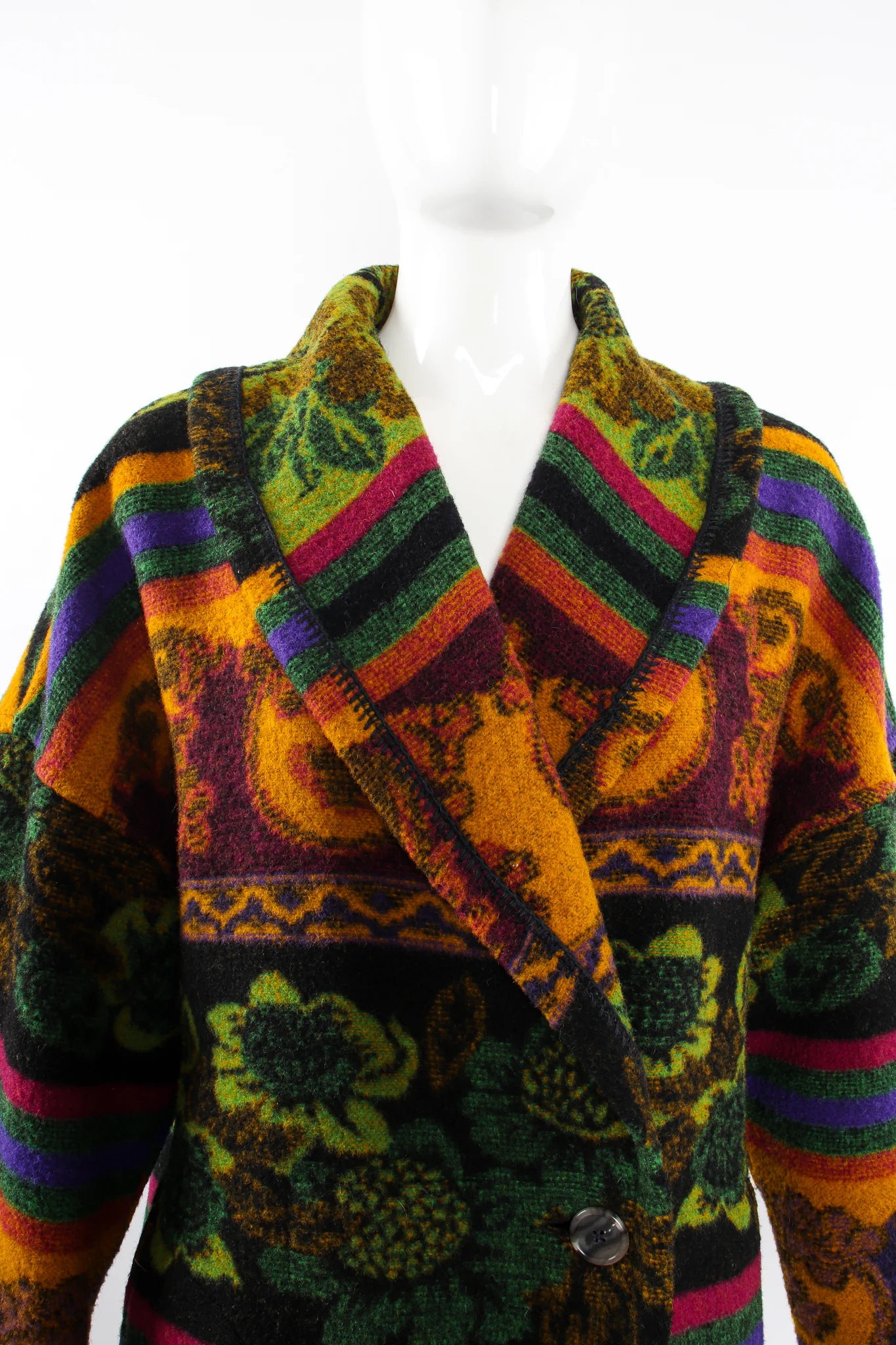 Wool Stripe Cocoon Coat - Image 12