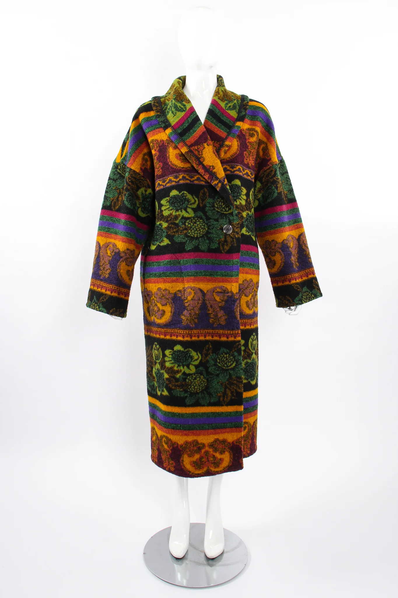 Wool Stripe Cocoon Coat - Image 13
