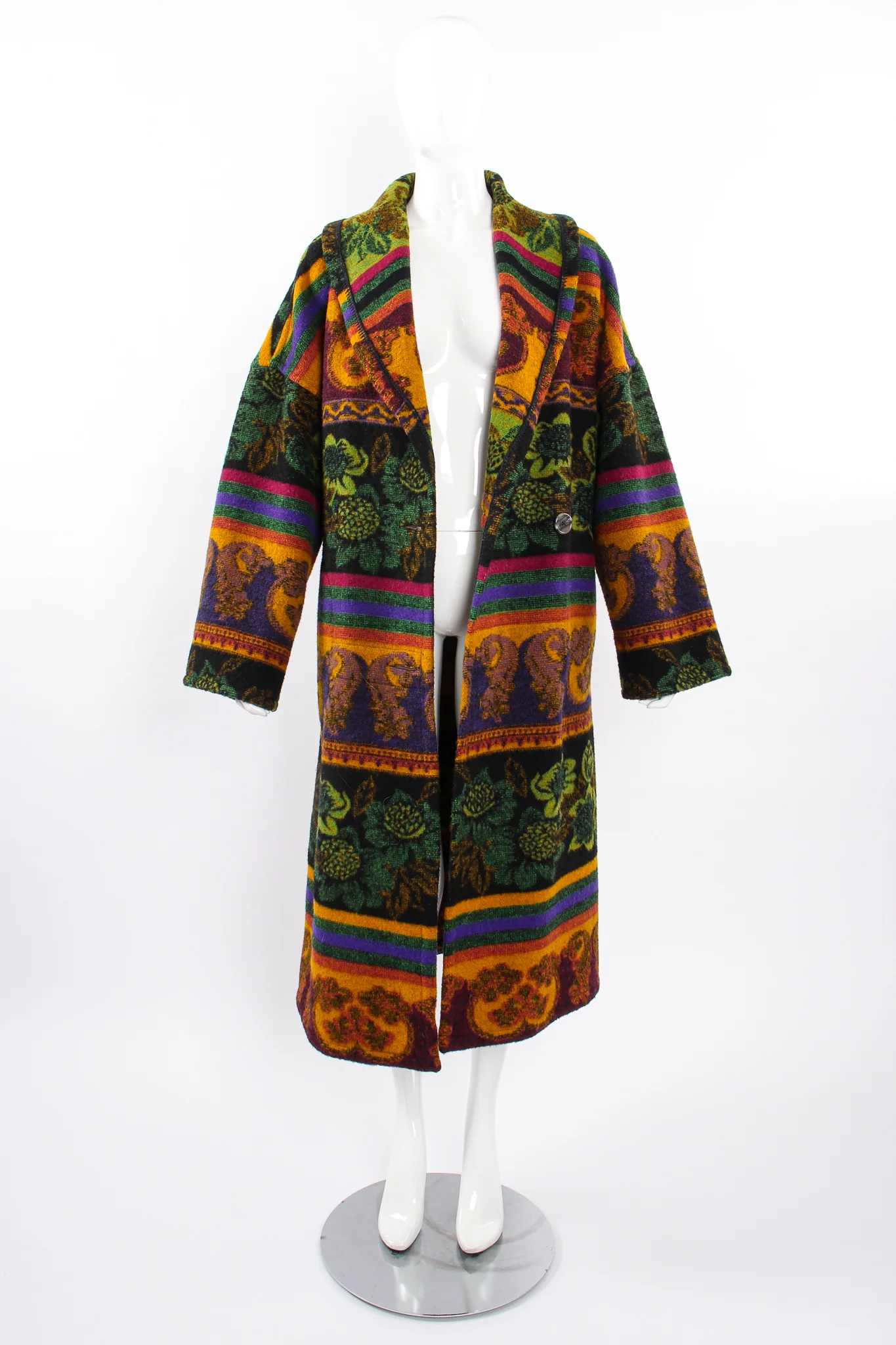 Wool Stripe Cocoon Coat - Image 14