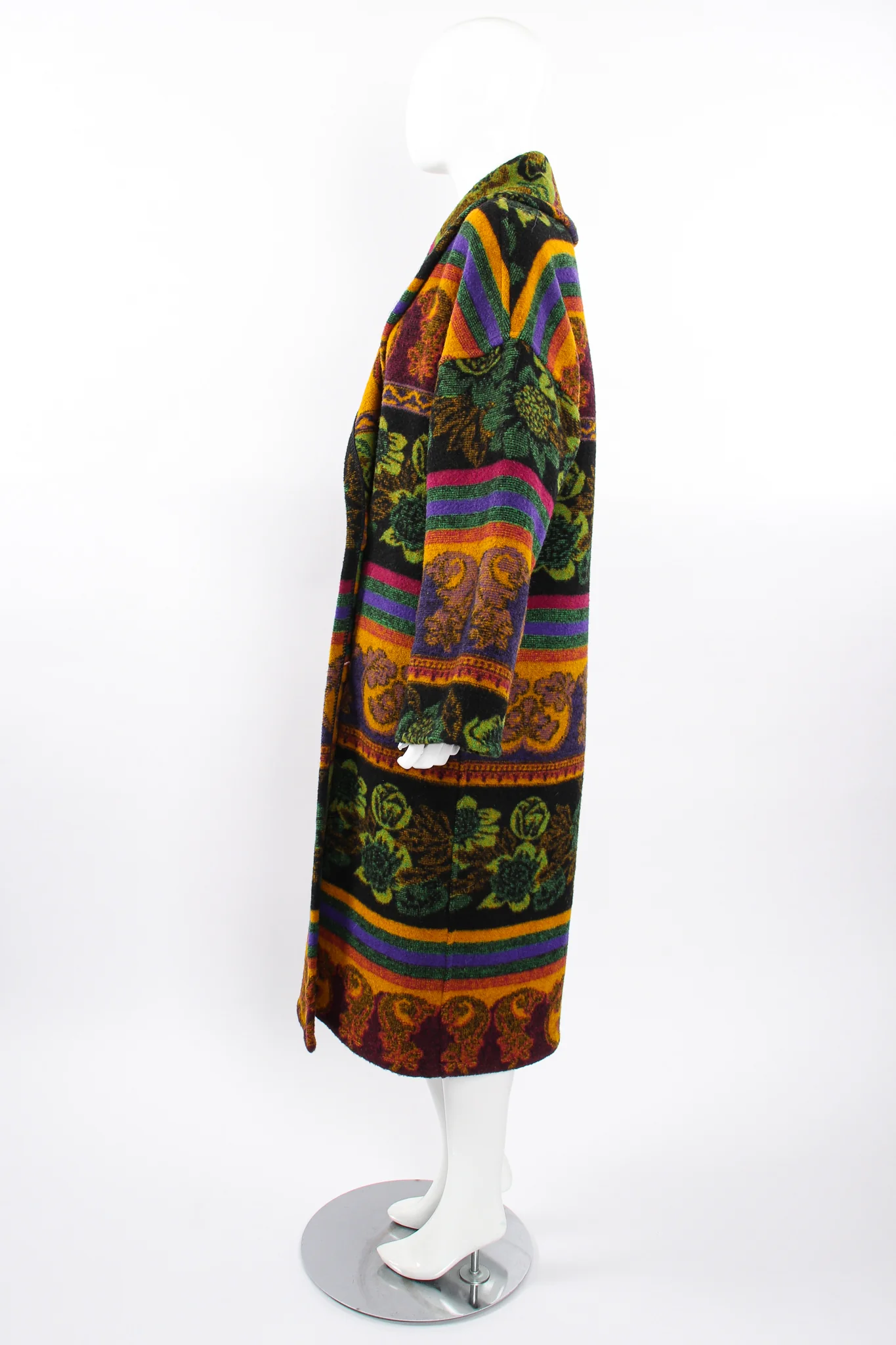 Wool Stripe Cocoon Coat - Image 15