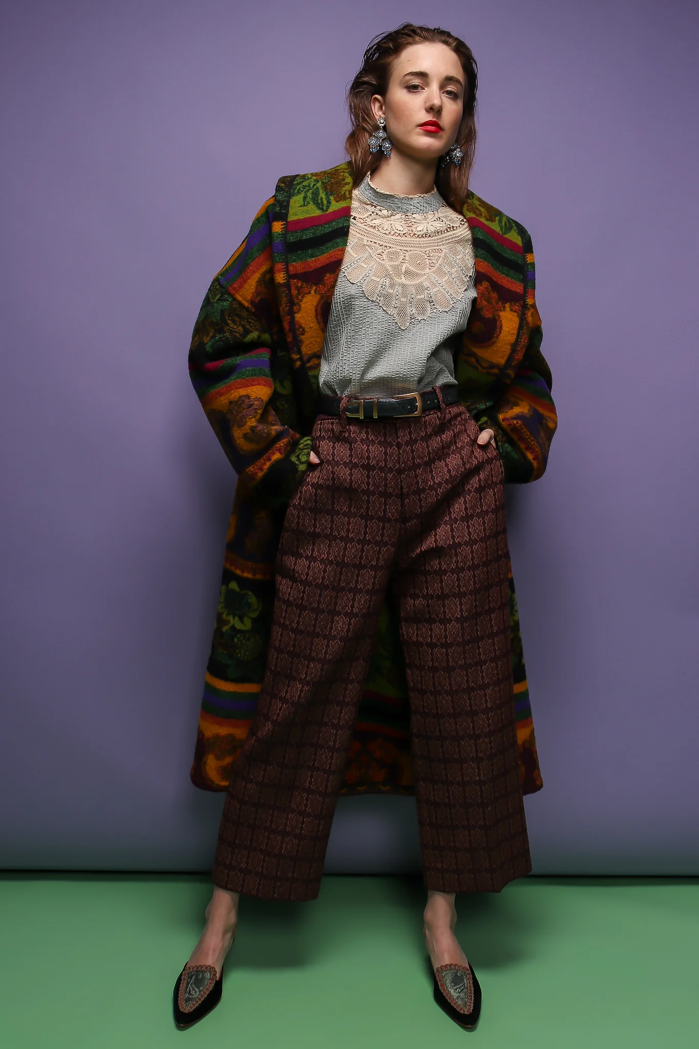 Wool Stripe Cocoon Coat - Image 5