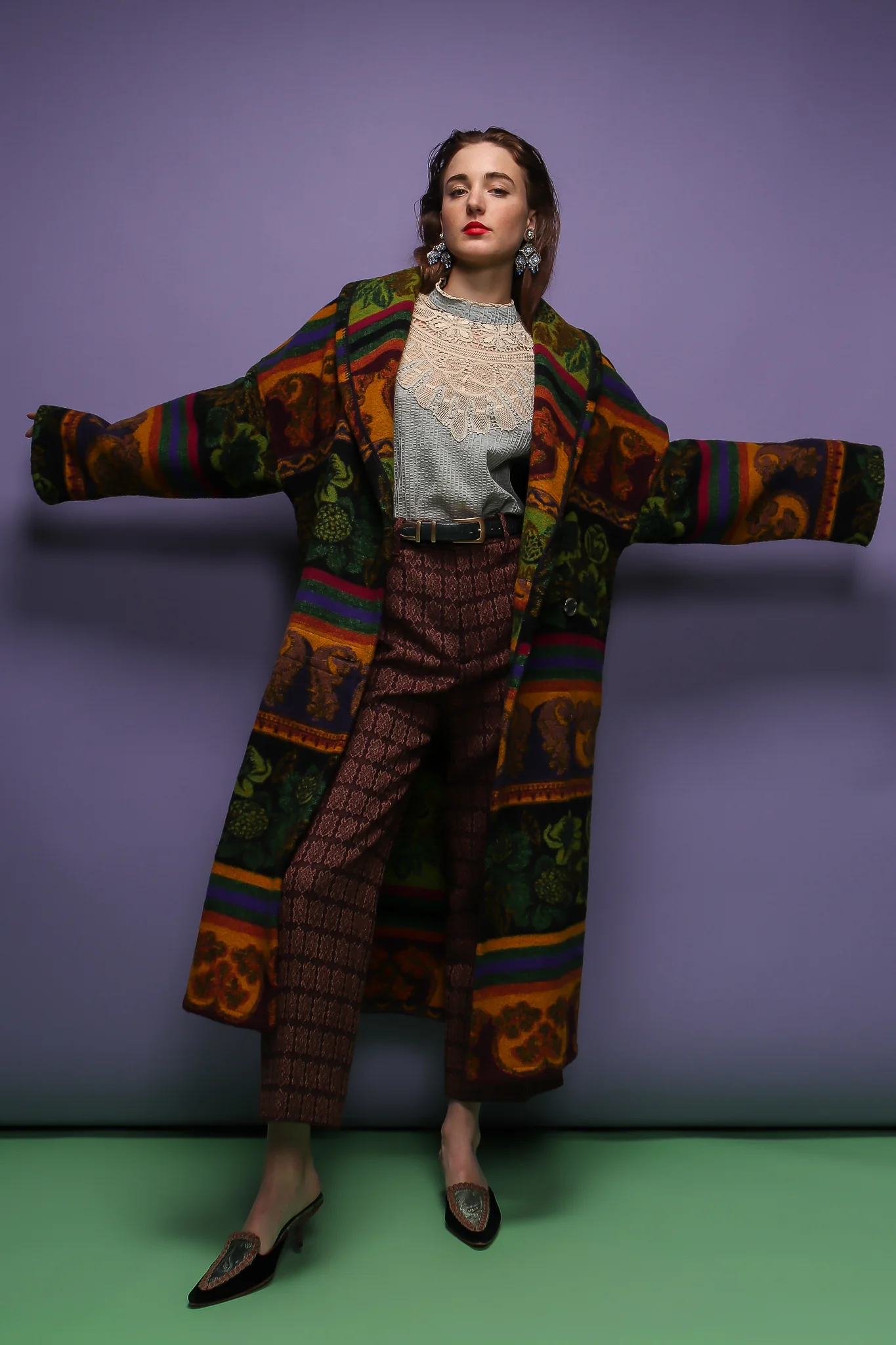 Wool Stripe Cocoon Coat - Image 6