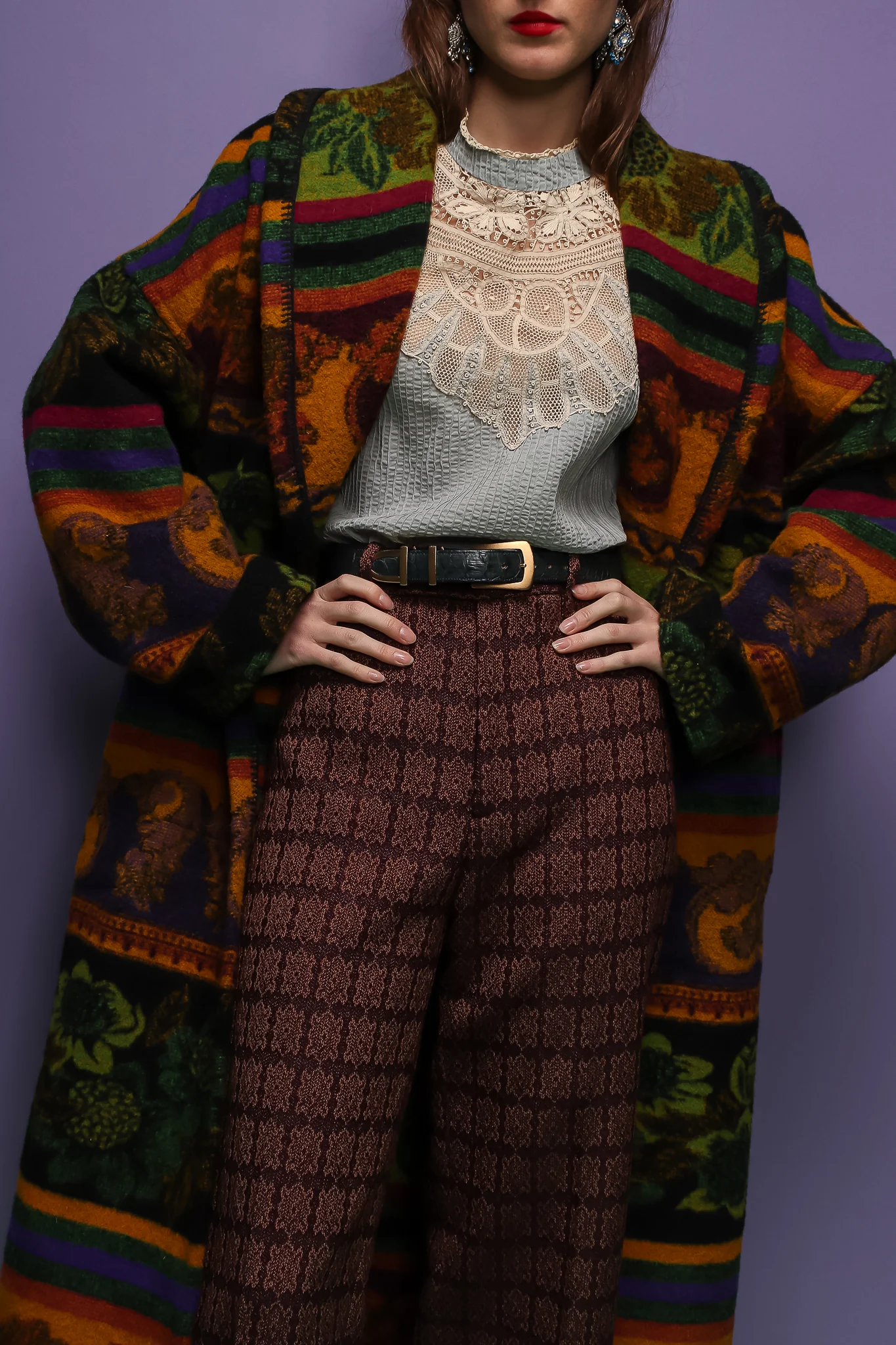 Wool Stripe Cocoon Coat - Image 7