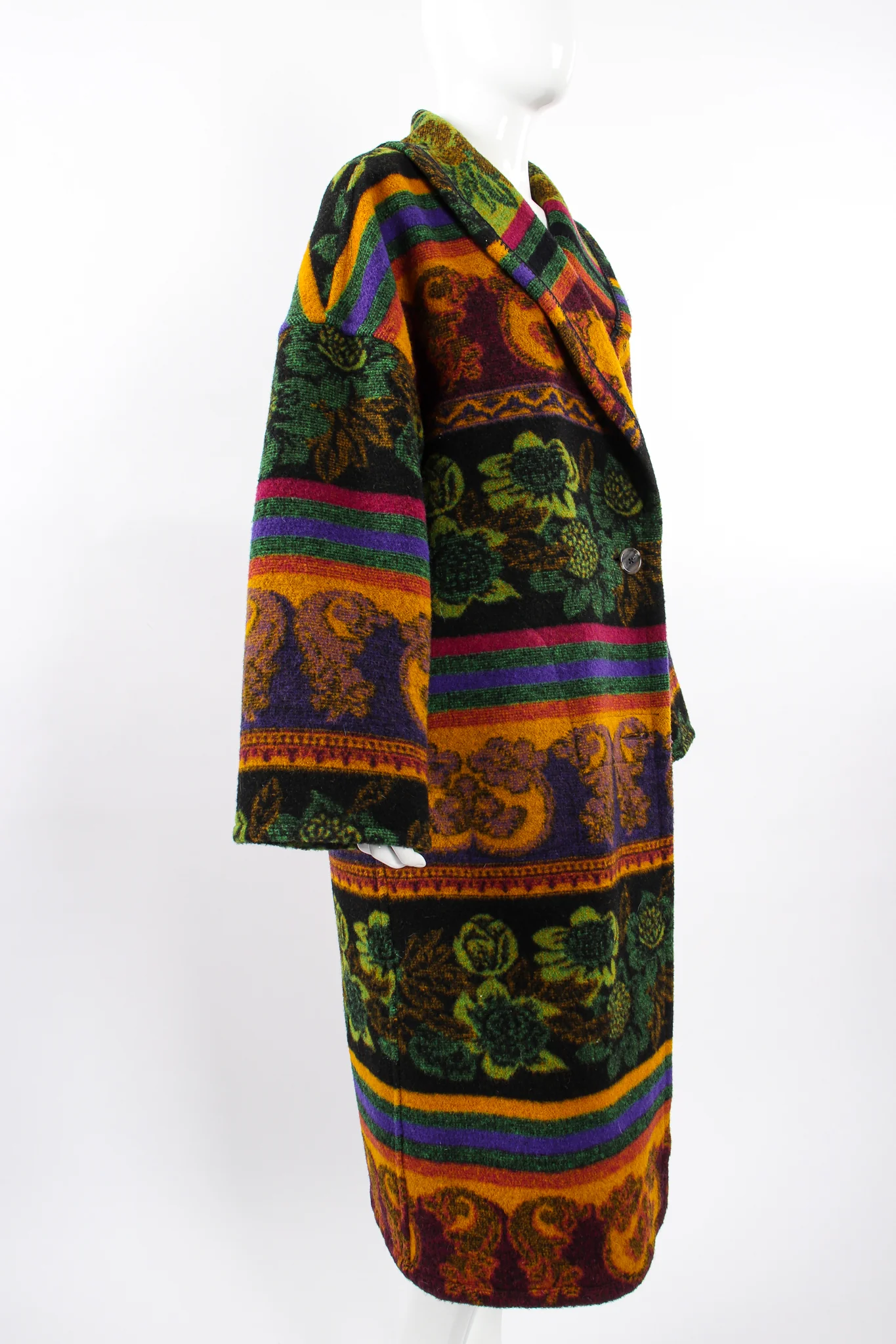 Wool Stripe Cocoon Coat - Image 8
