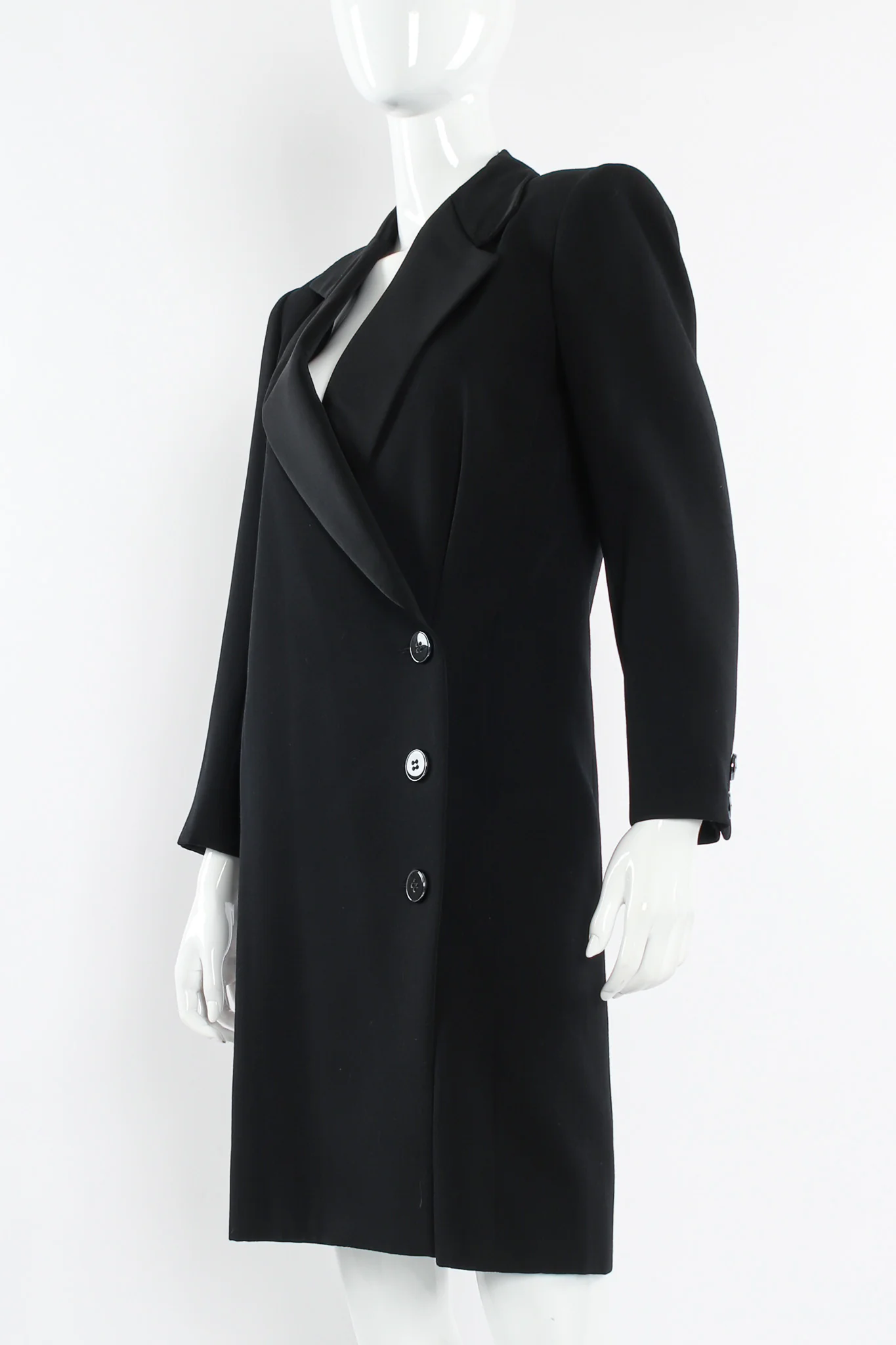 Wool Wrap Tuxedo Dress - Image 3