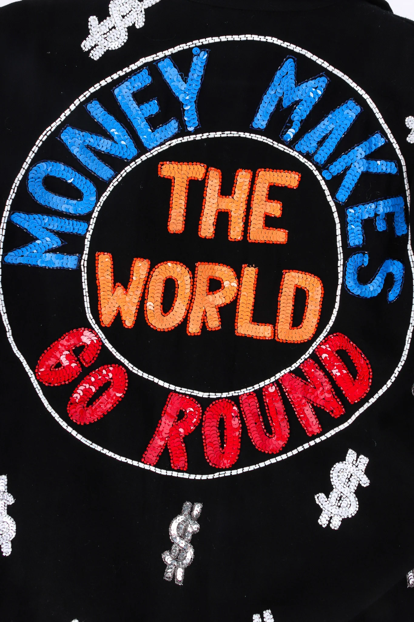 World Currency Sequin Denim Jacket - Image 7
