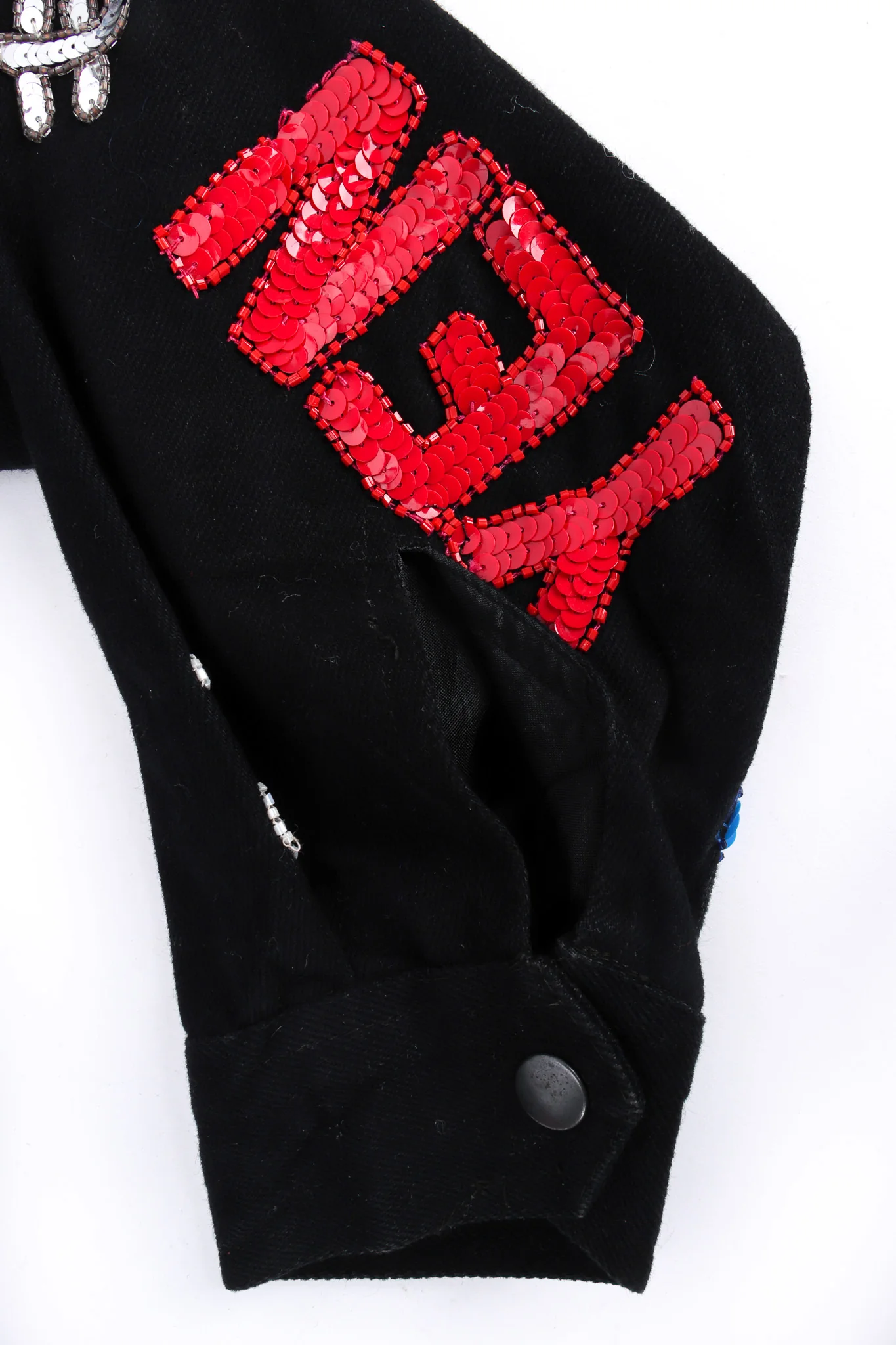 World Currency Sequin Denim Jacket - Image 8