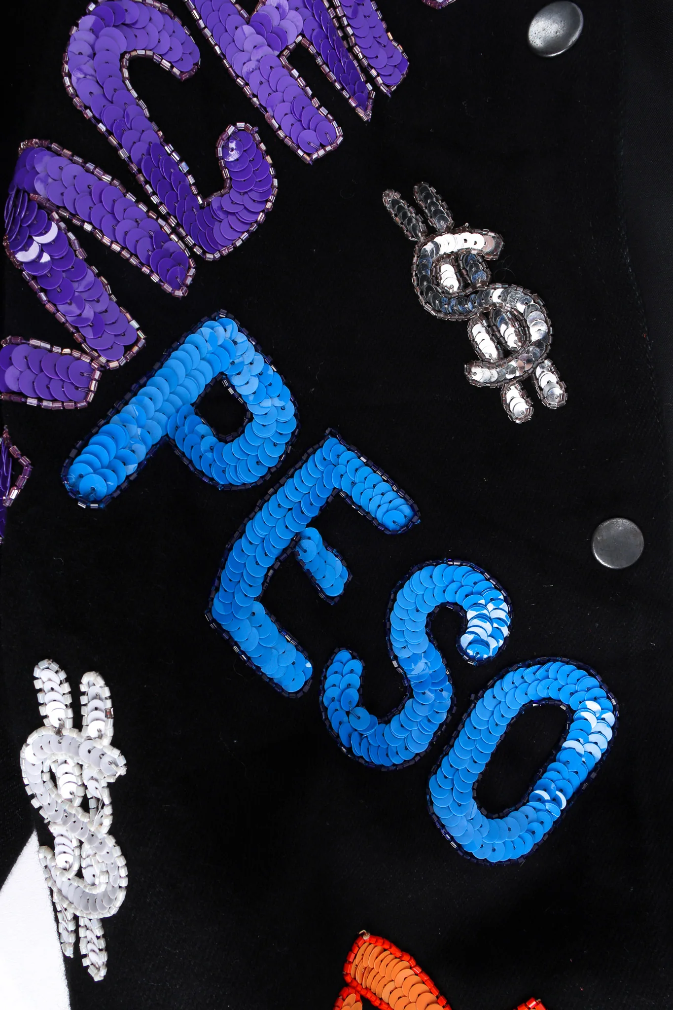 World Currency Sequin Denim Jacket - Image 9