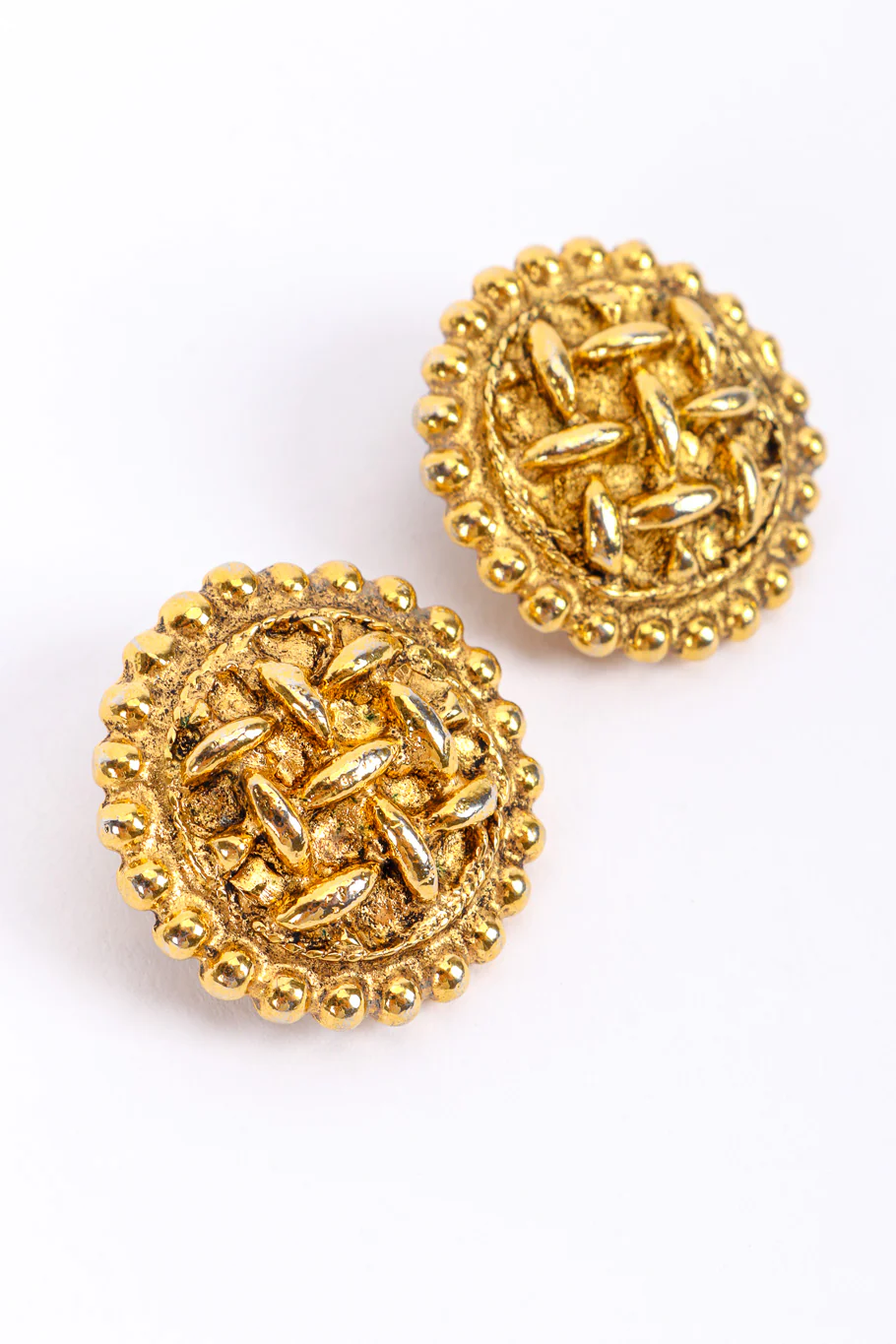 Woven Button Earrings - Image 3
