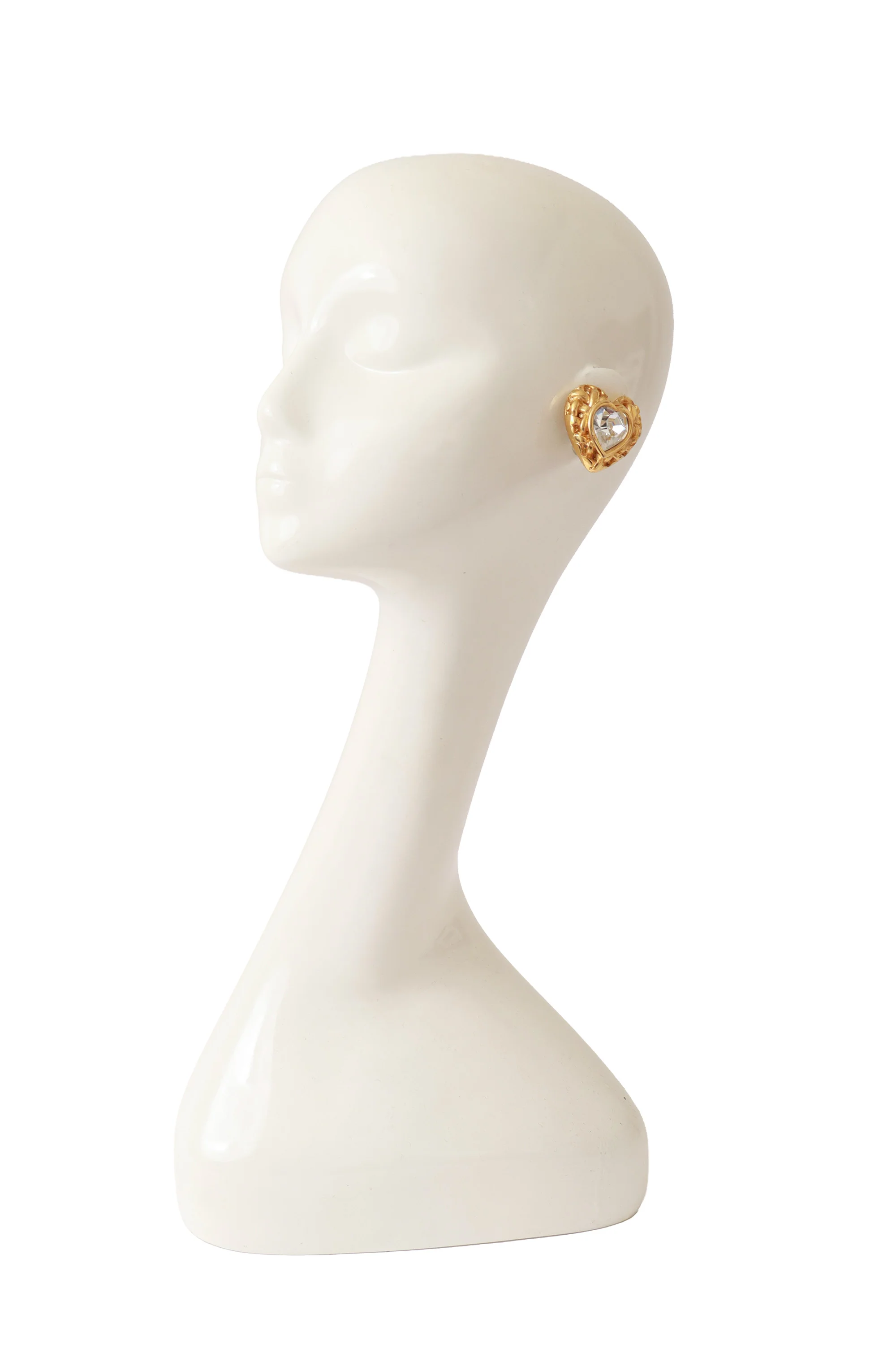 Woven Crystal Heart Button Earrings - Image 2